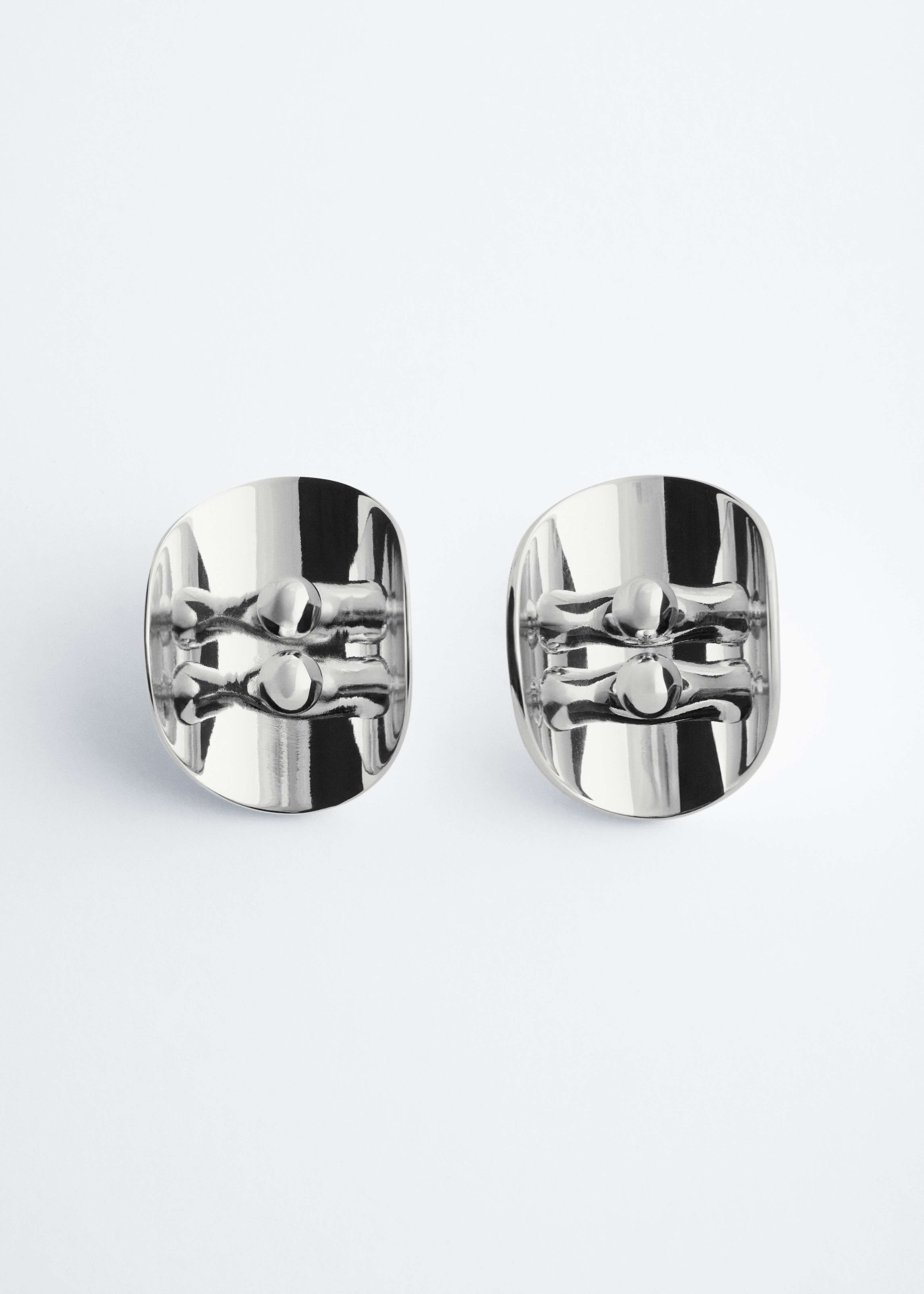 Sculptural Panel Earrings - Srebrny