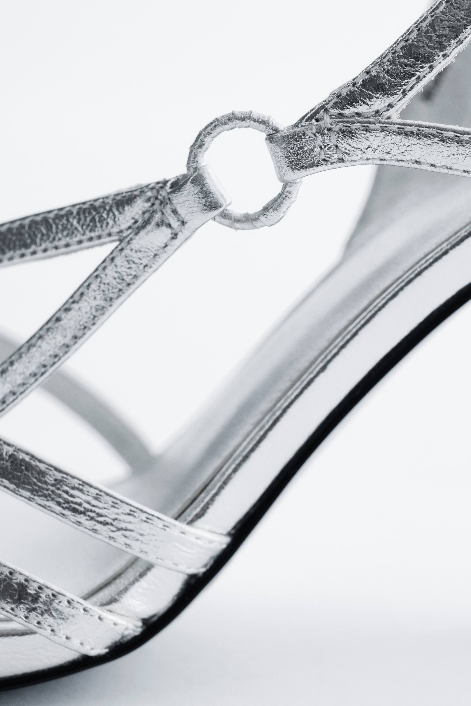 Lädersandaler med ringdetalj - Silver/Brun - 5