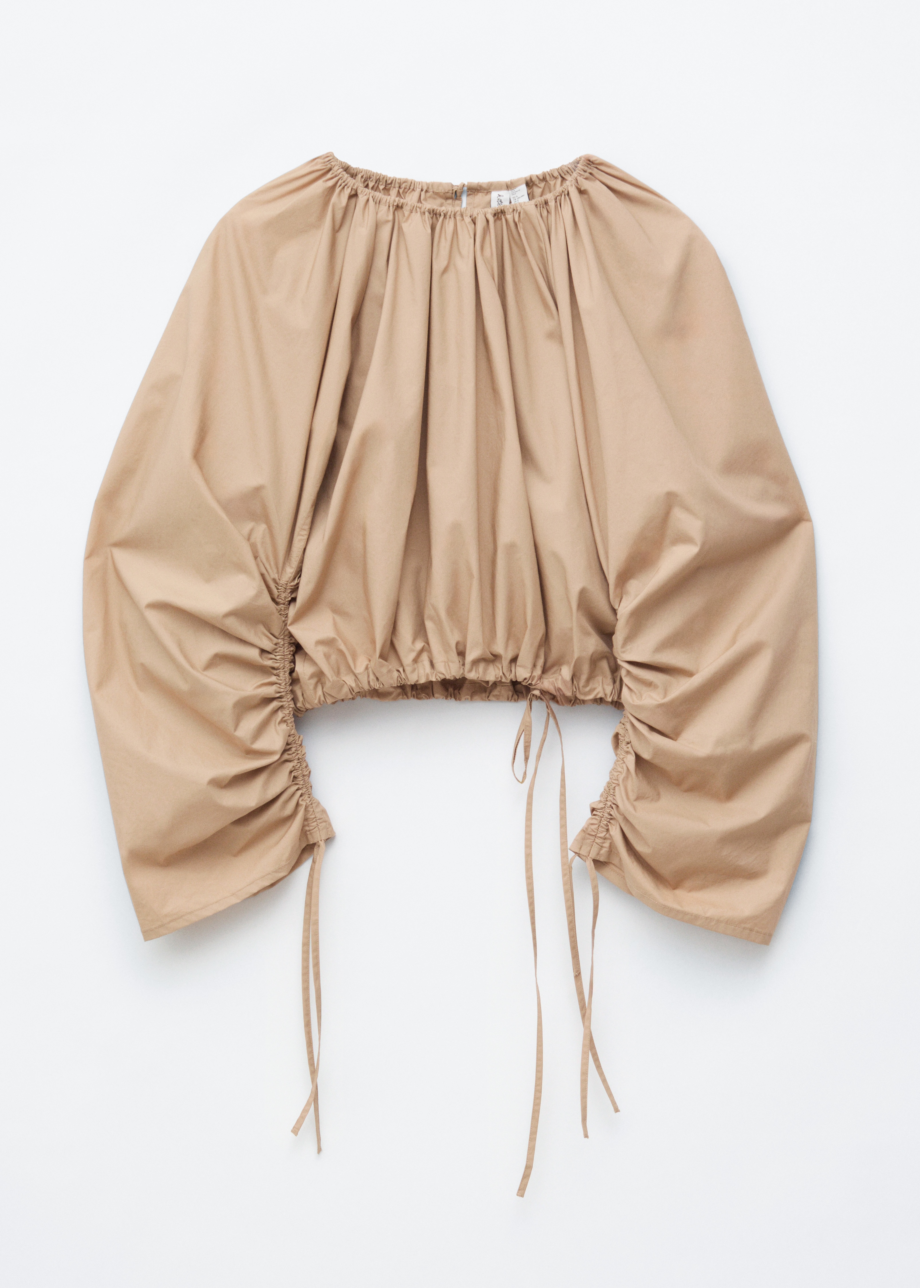 Blusa scultorea con coulisse - Beige