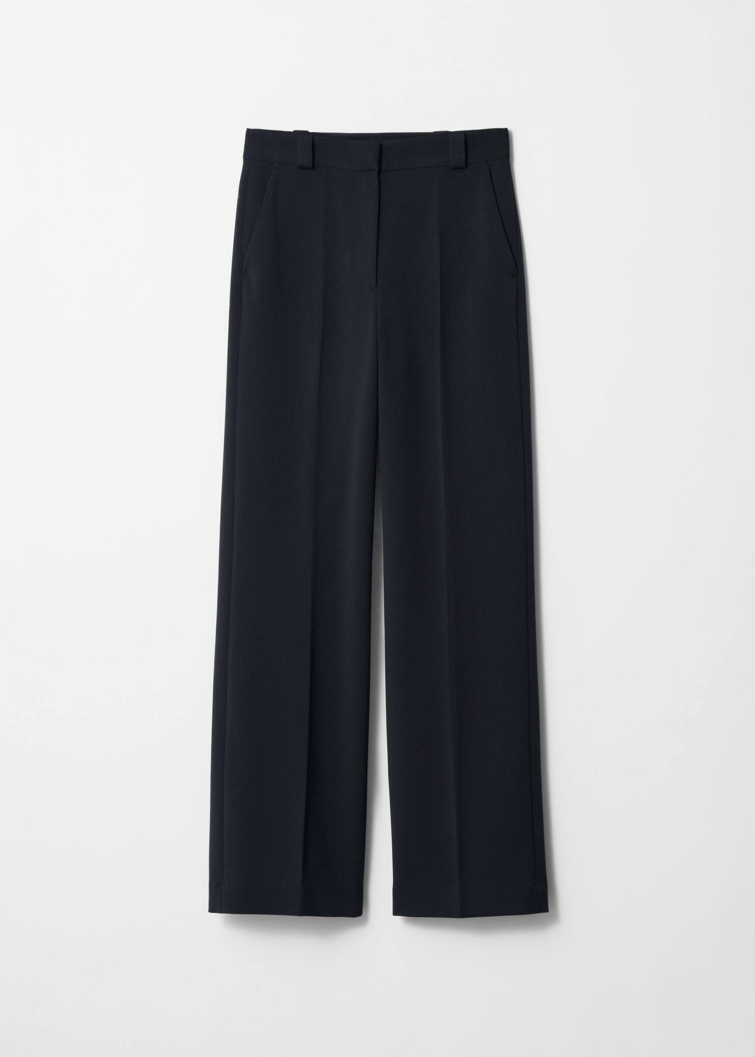 Wide Press-Crease Trousers - Bleumarin/Crem/Negru/Maro închis/Kaki/Roșu Închis - 2