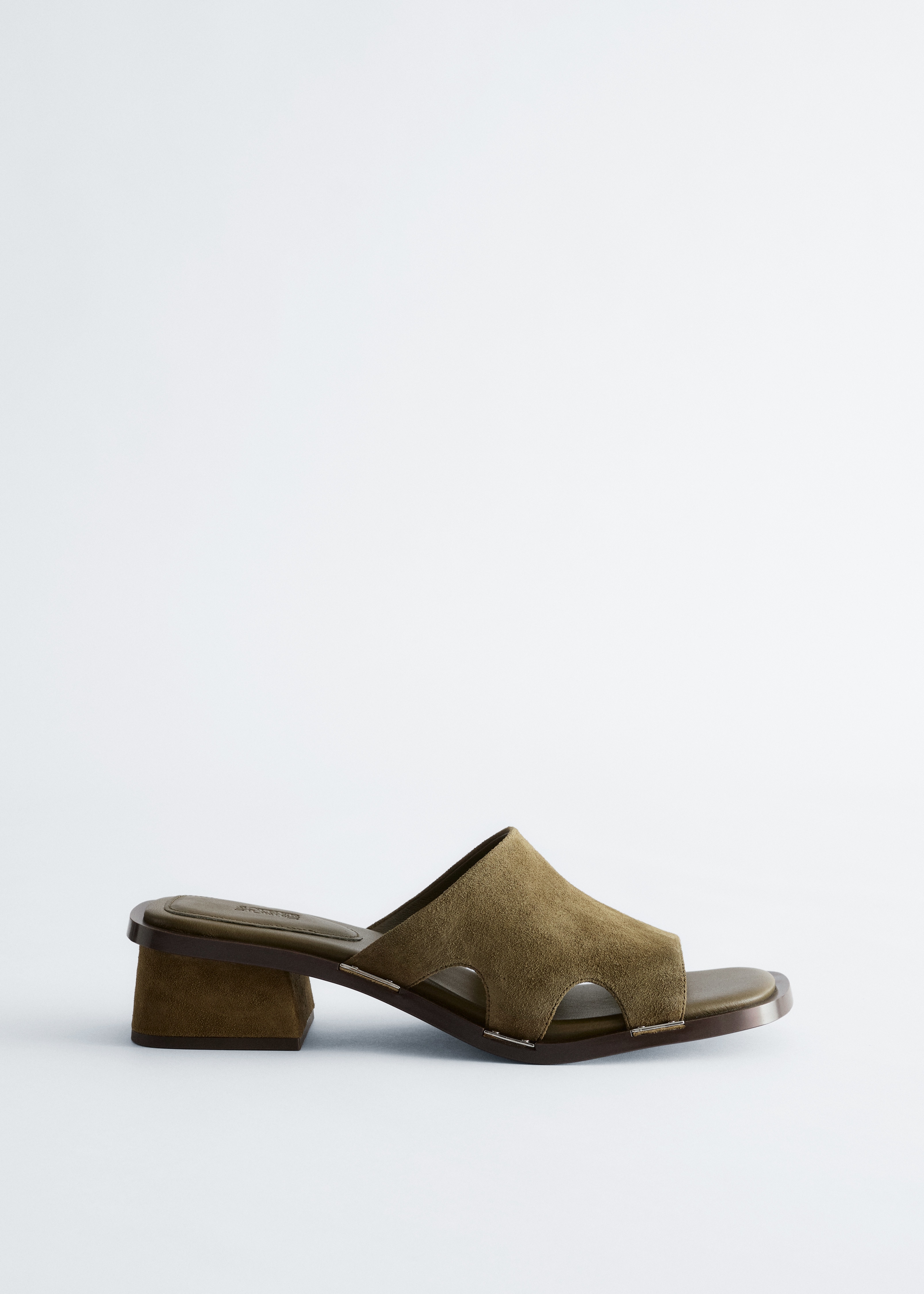 Lædersandaler med blokhæl - Grøn
