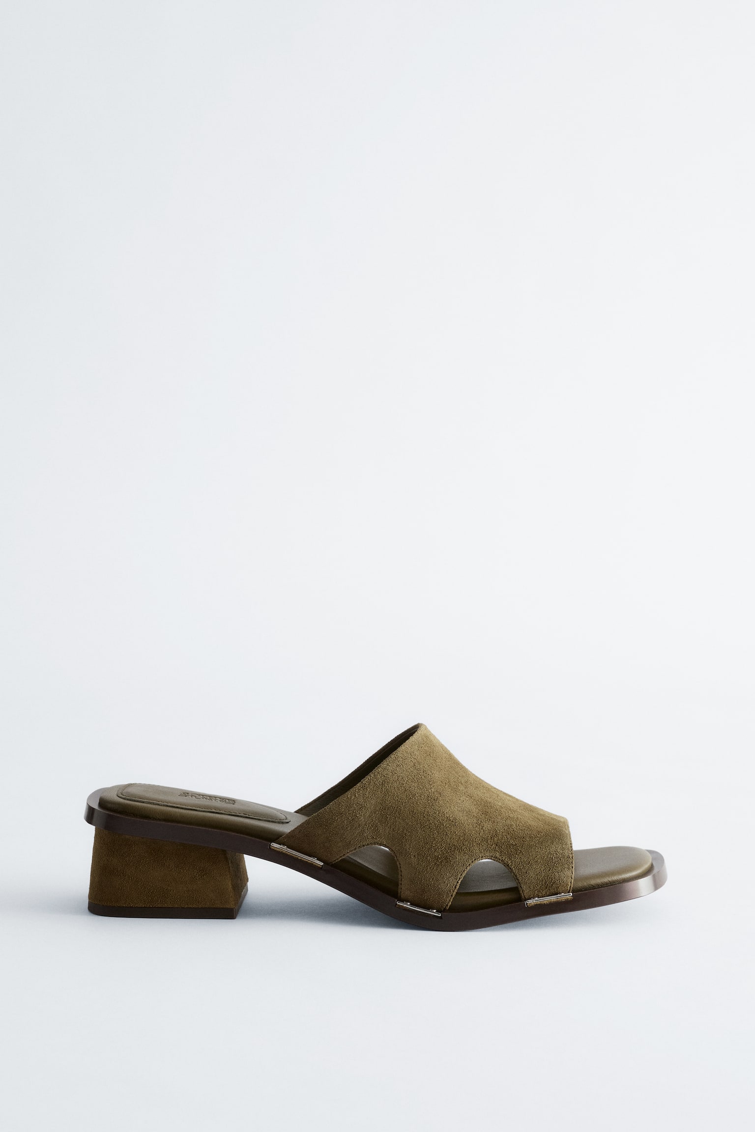 סנדלי עור עם עקב בלוק - ירוק - 2