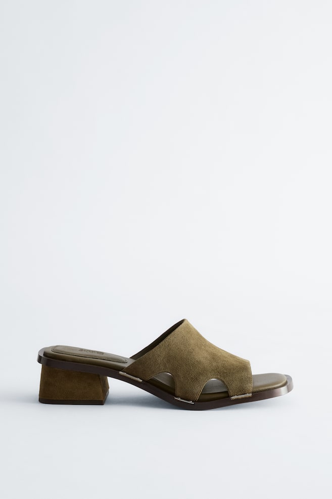 Sandales en cuir à talons épais - Vert/Rouge/Façon serpent/Marron foncé - 1