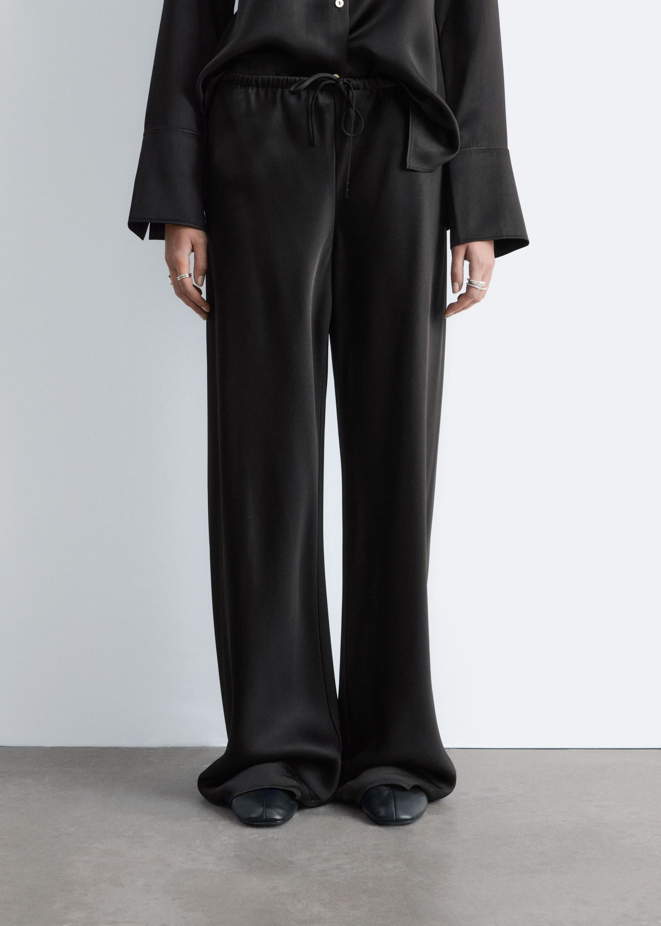 Image of Drawstring Satin Trousers