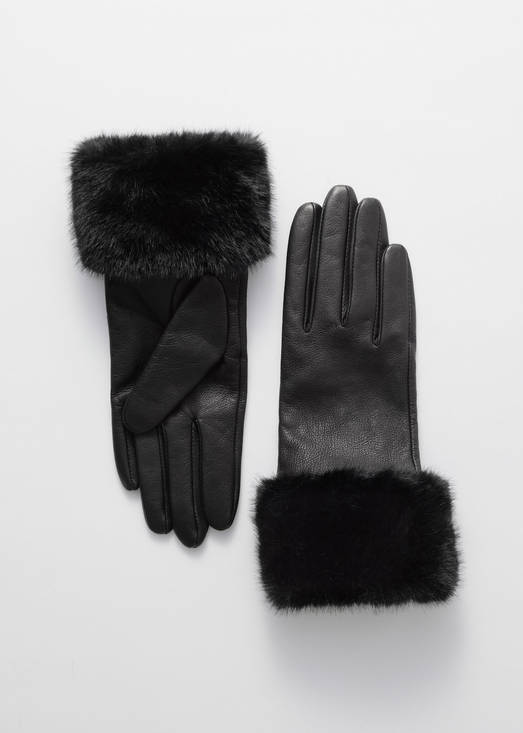 Image of Gants en cuir et fourrure synthétique
