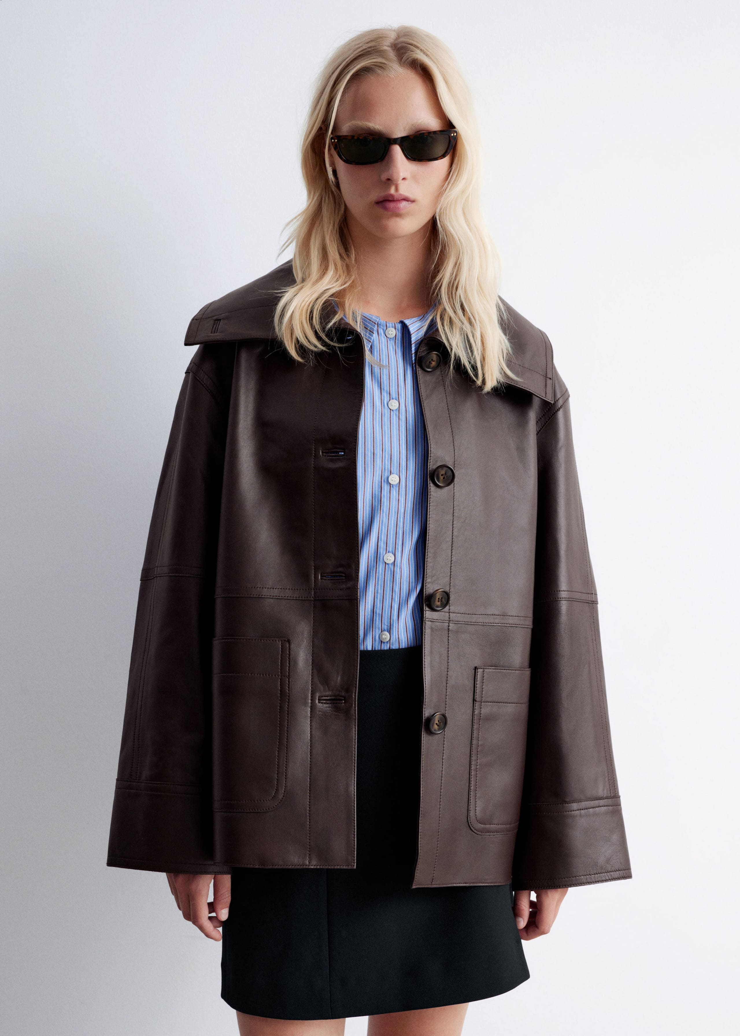 Image of Boxy Nappa Leather Jacket