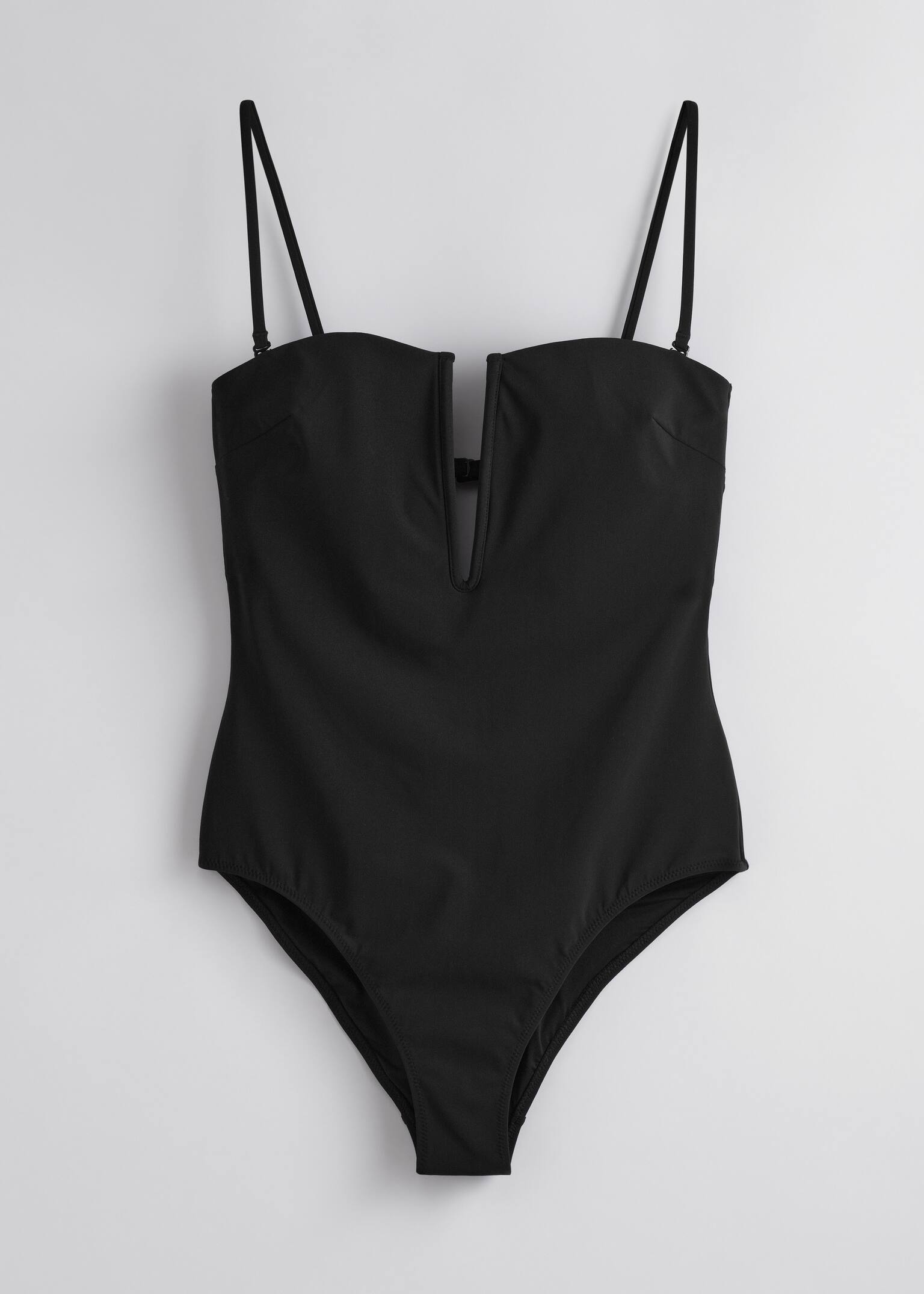 Costume da bagno con taglio a V - Nero/Marrone scuro