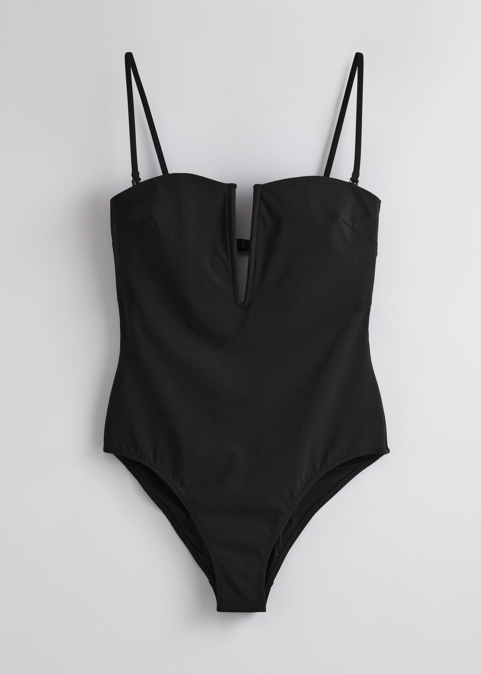 Costume da bagno con taglio a V - Nero/Marrone scuro
