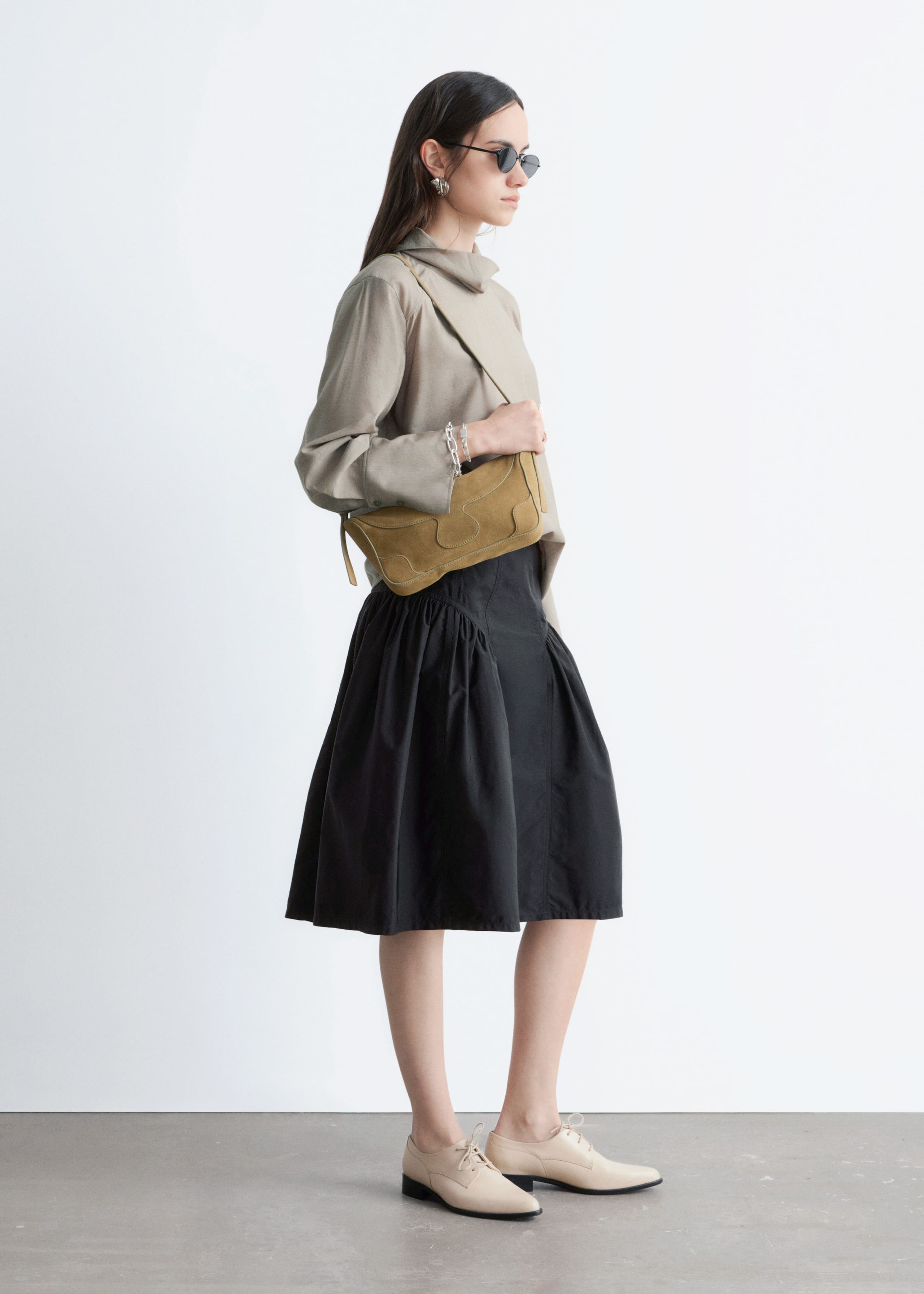 Image of Puff A-line Midi Skirt