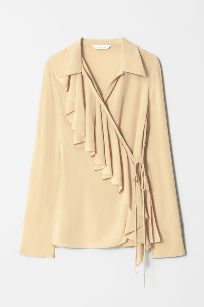 Blusa cruzada con volante - Amarillo claro/Rosa oscuro - 1