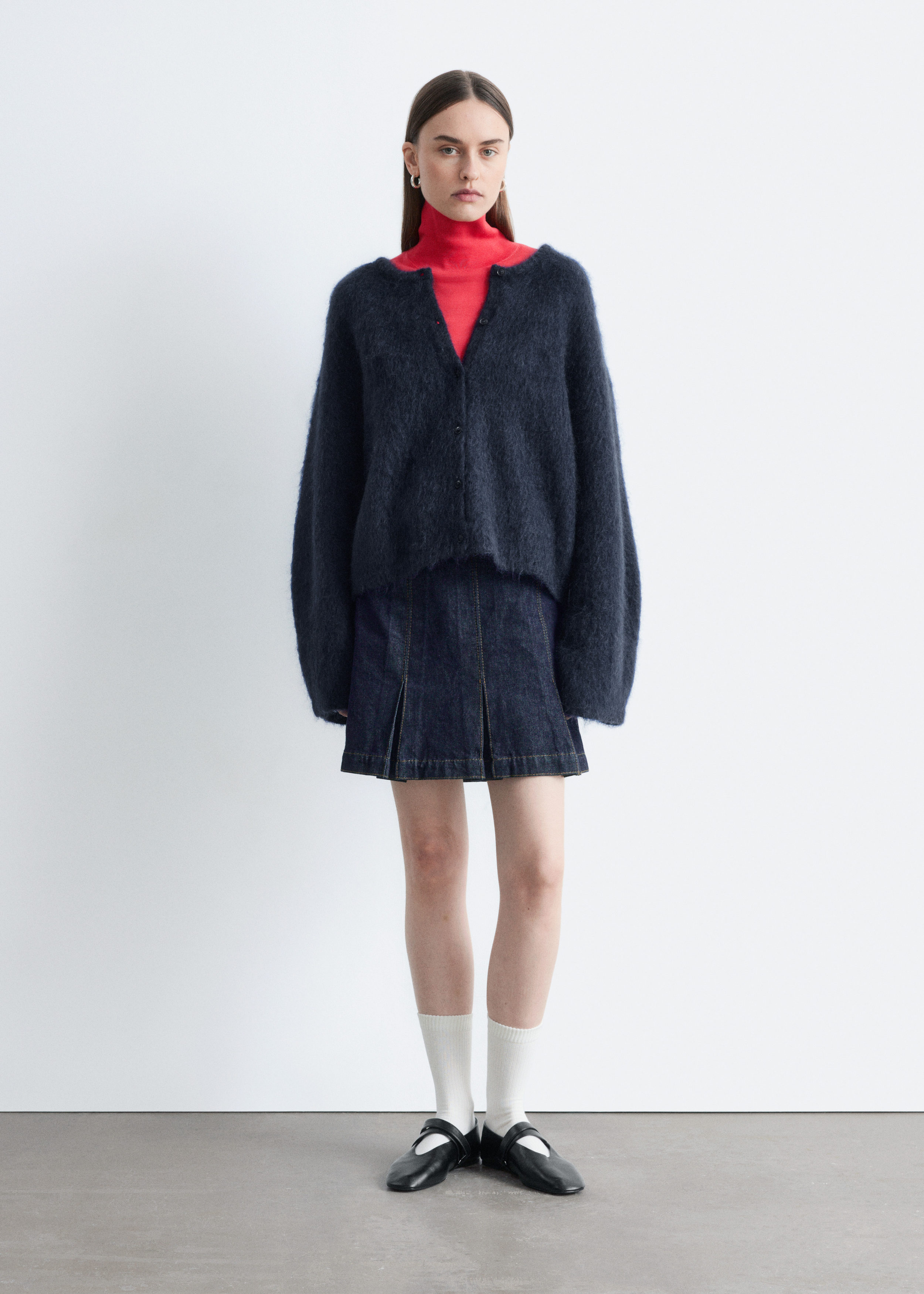 Brushed Mohair-Blend Cardigan - Navy Blue - & Other Stories US