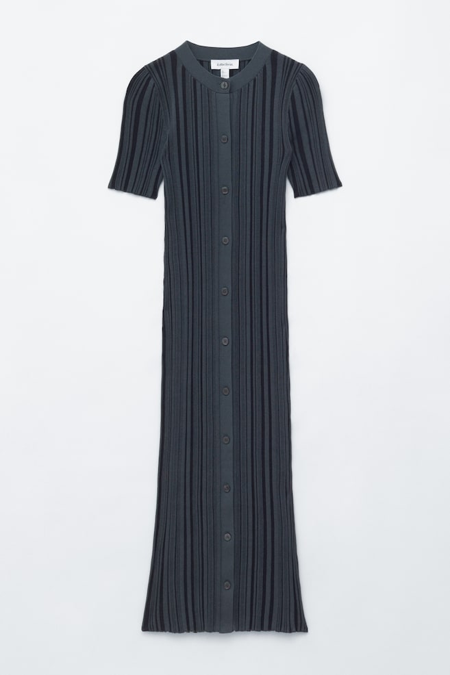 Abito midi in maglia a coste - Grigio scuro - 1