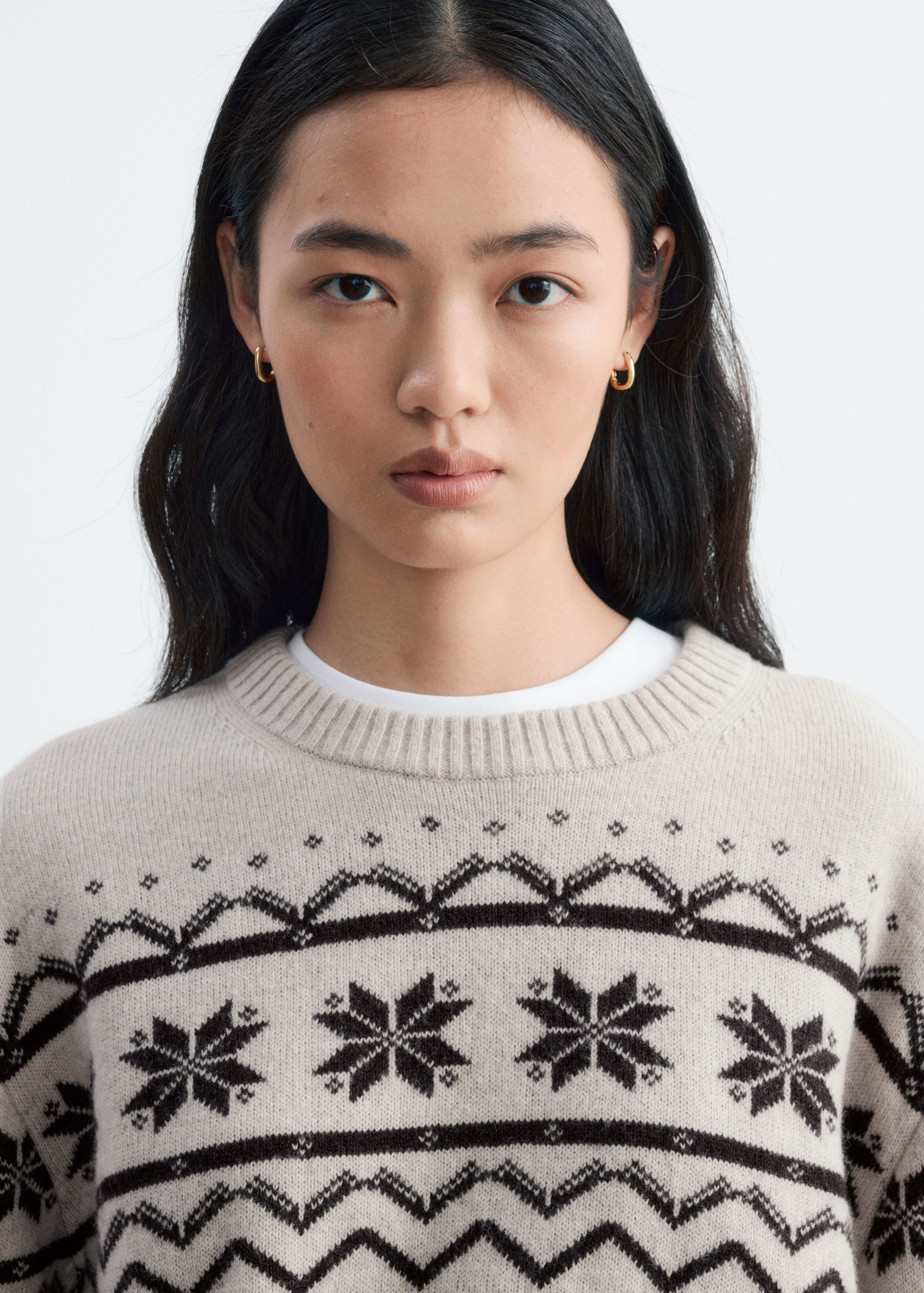 Pullover aus Wolle und Baumwolle - Graubraun - Lookbook