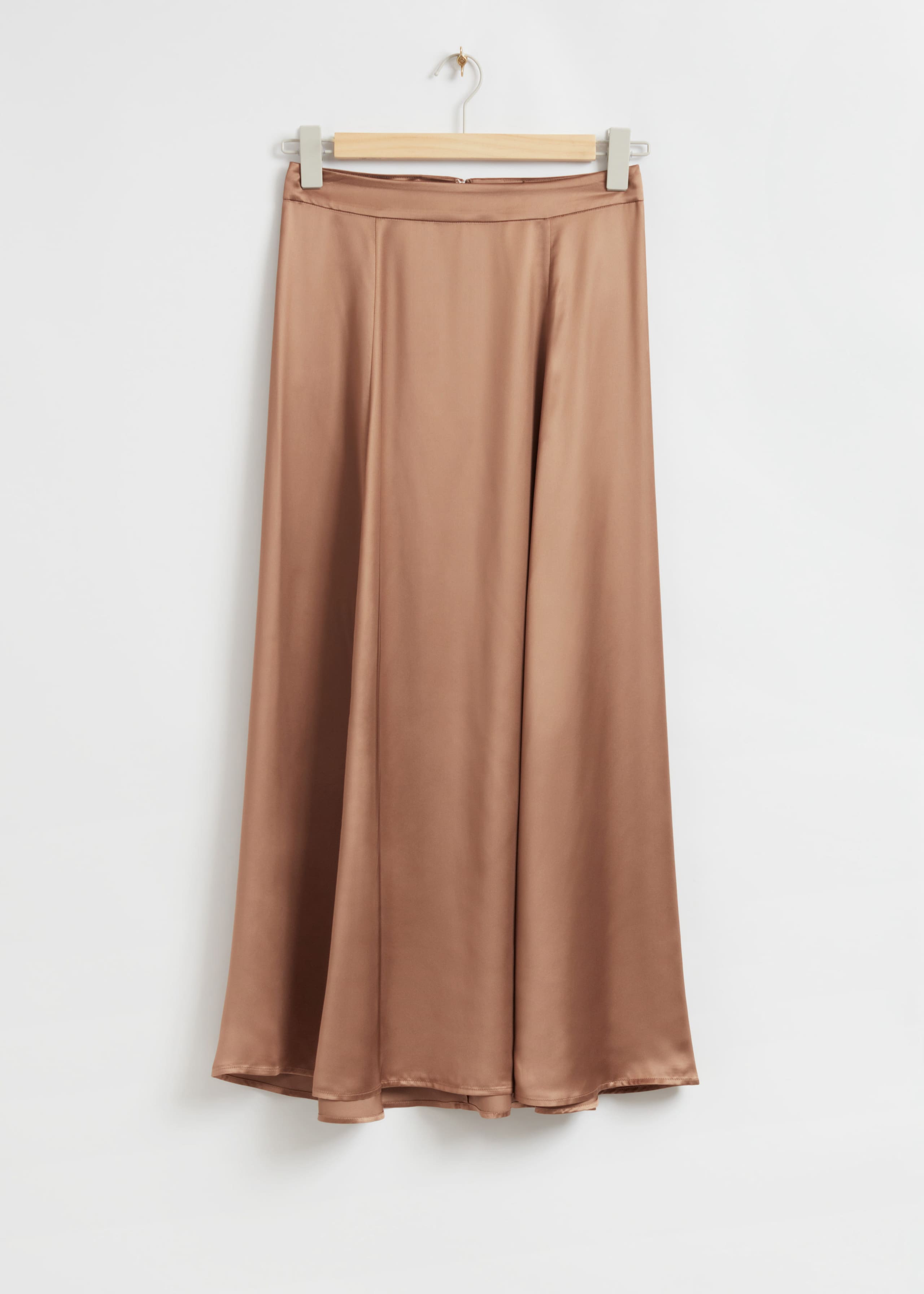 Long Flared Satin Skirt - Light Beige - Still Life