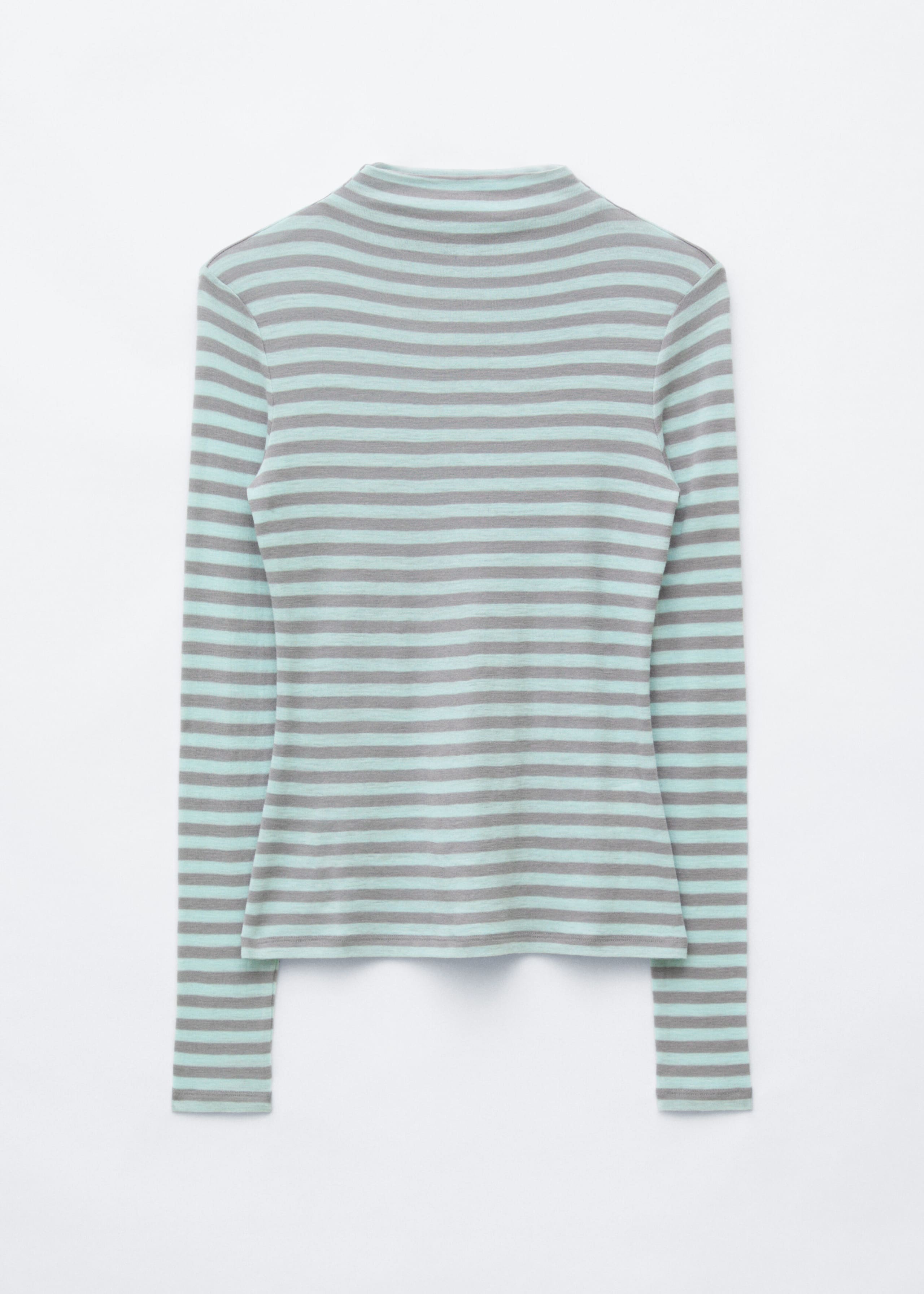Wool Mock-Neck Top - Mint/Striped - Lookbook