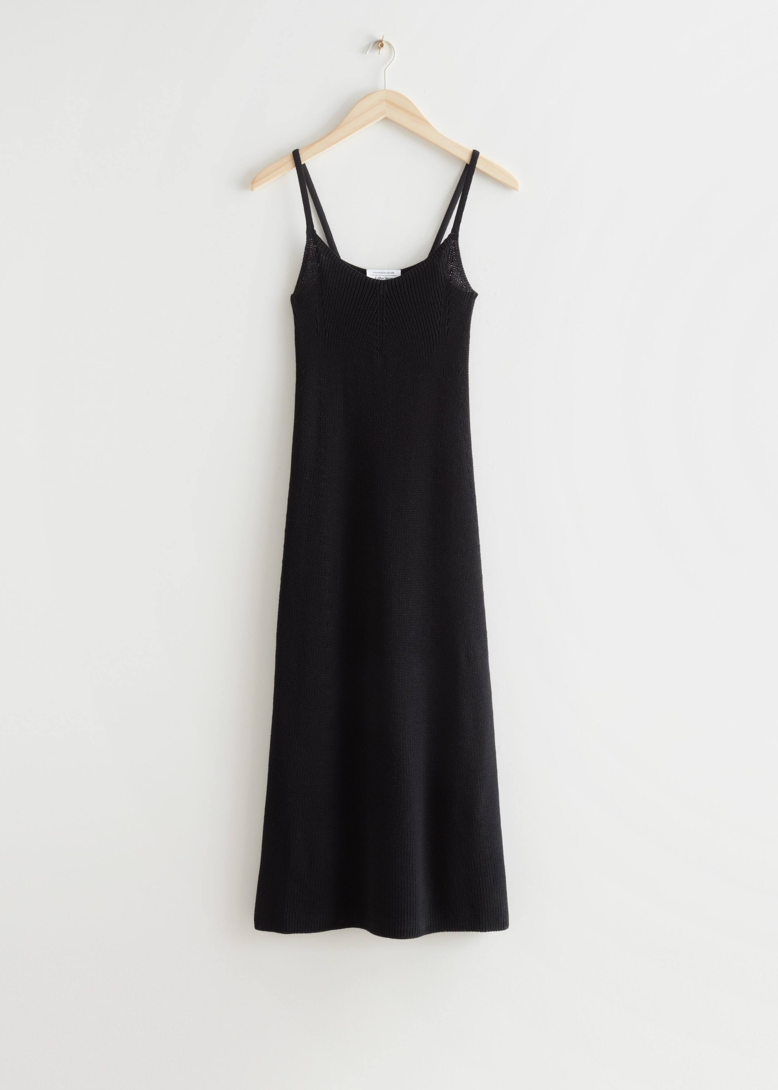 Strappy Midi Knit Dress - Black - Still Life