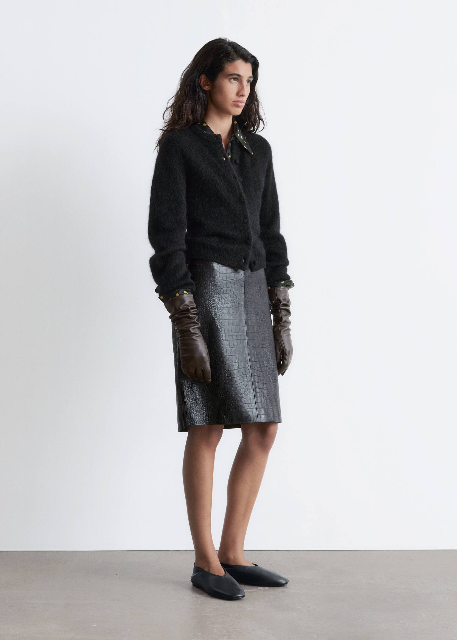 Cardigan tricotat periat - Negru/Roșu/Maro - 6