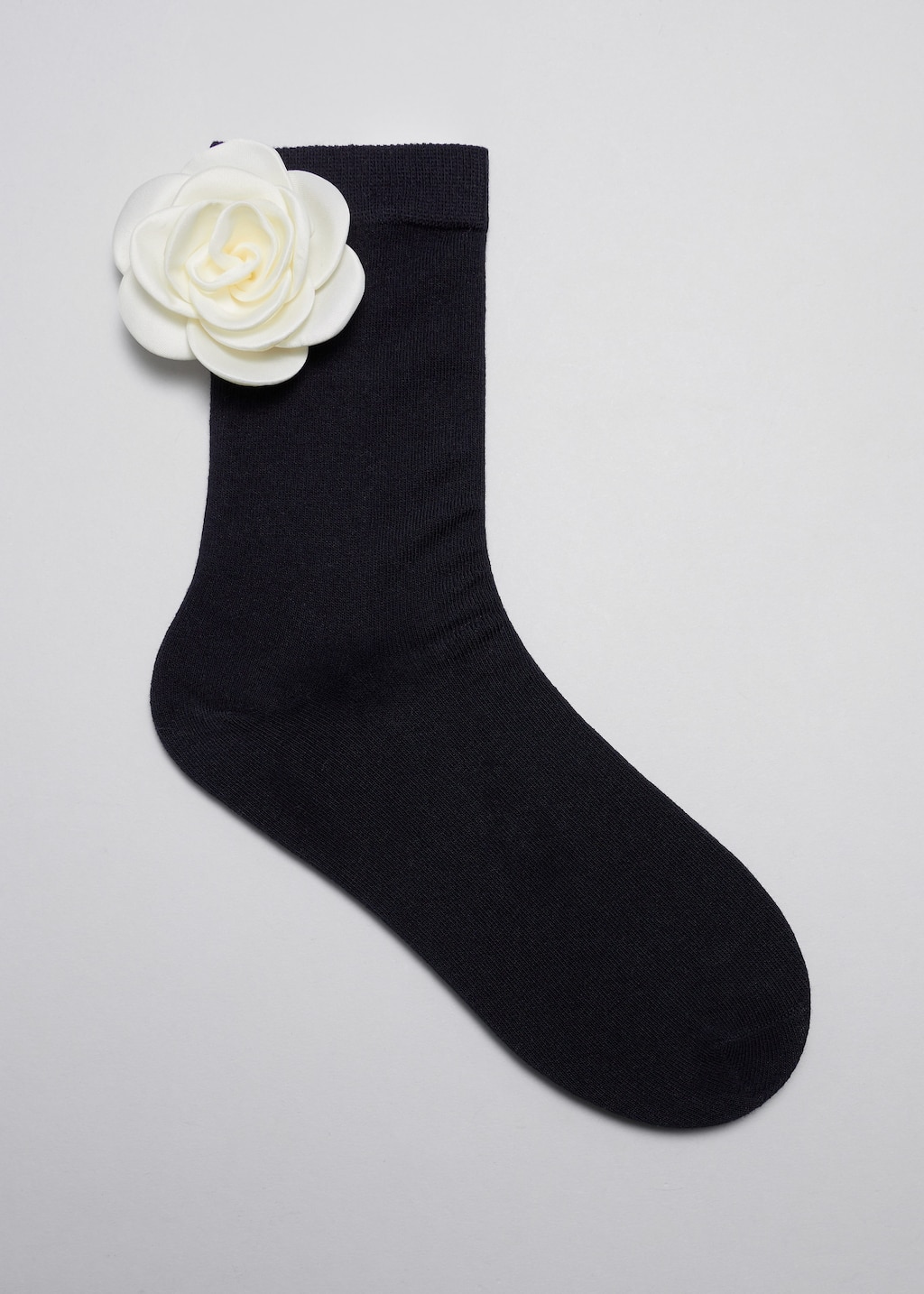 Rose Appliqué Socks - White - Still Life