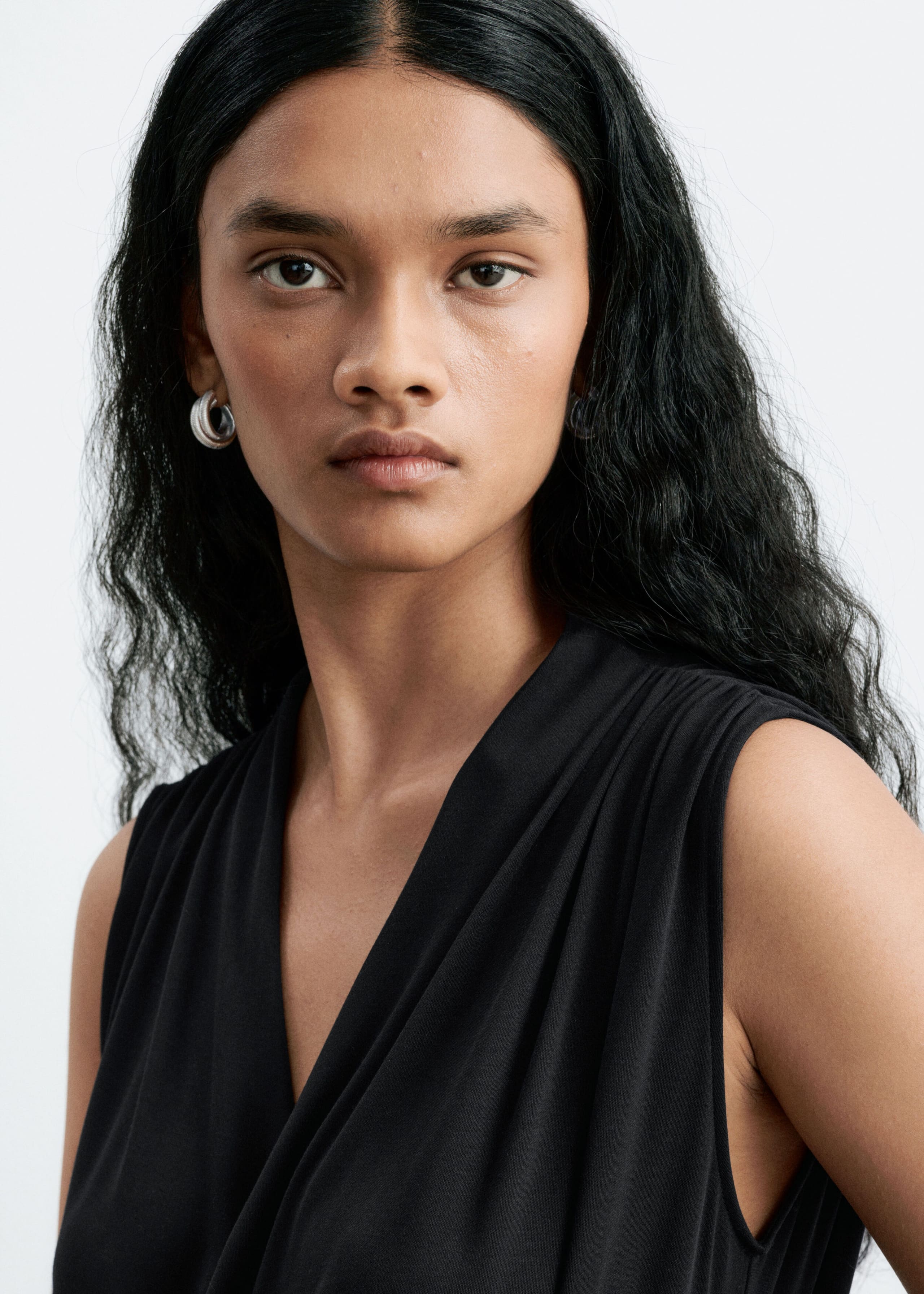 Draped Jersey Bodysuit Black