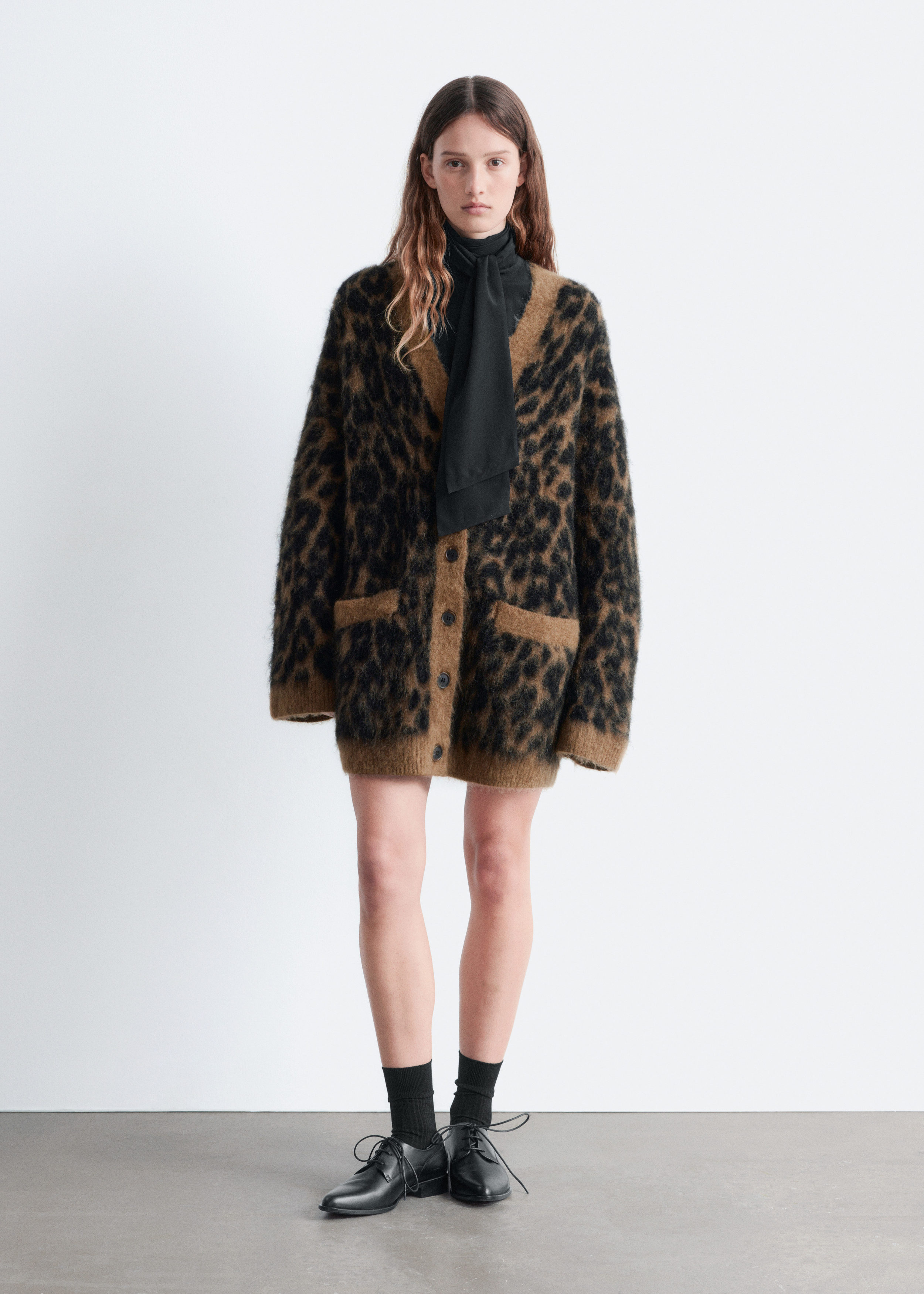 Oversized Mohair-Blend Cardigan - Brown Leopard Print - & Other