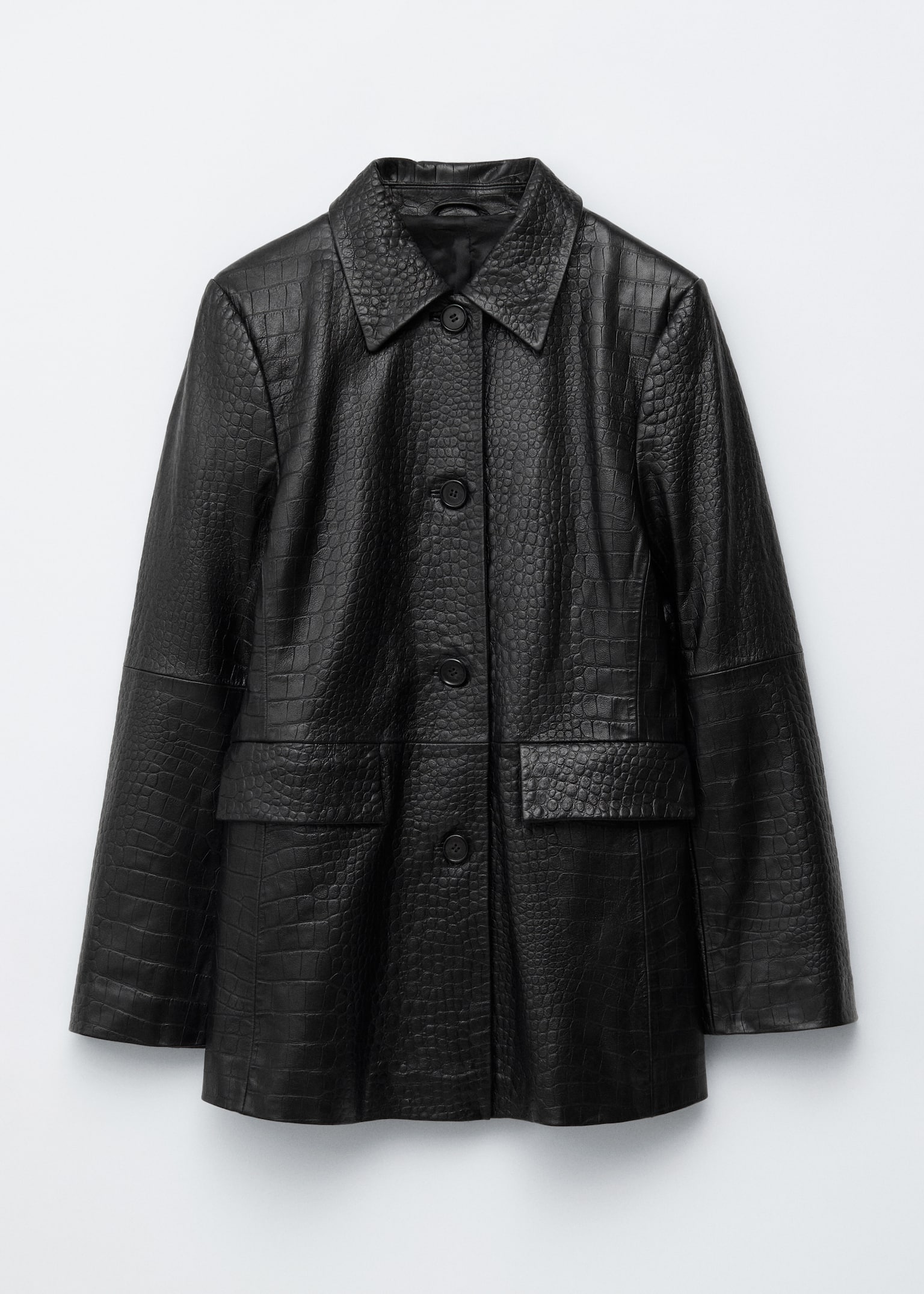 Veste en cuir - Croco noir - 2