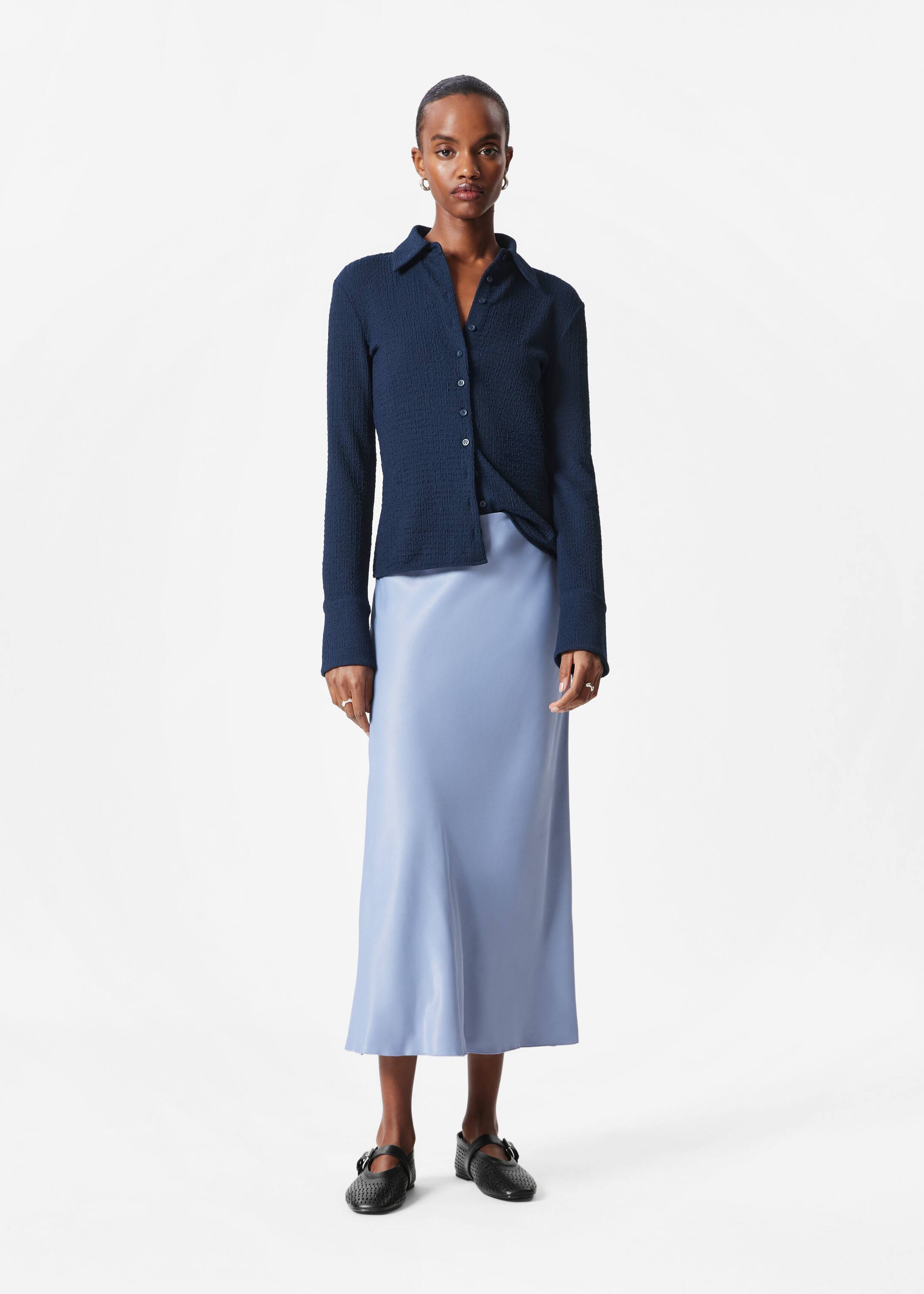View larger image: Satin Midi Skirt - Light Blue - Ladies | H&M GB 1