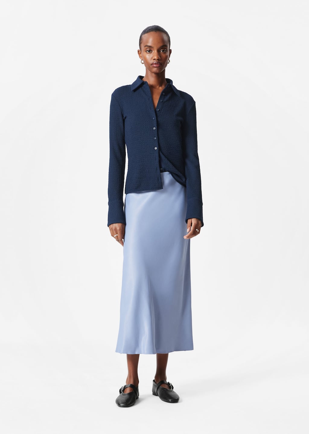Image of Satin Midi Skirt