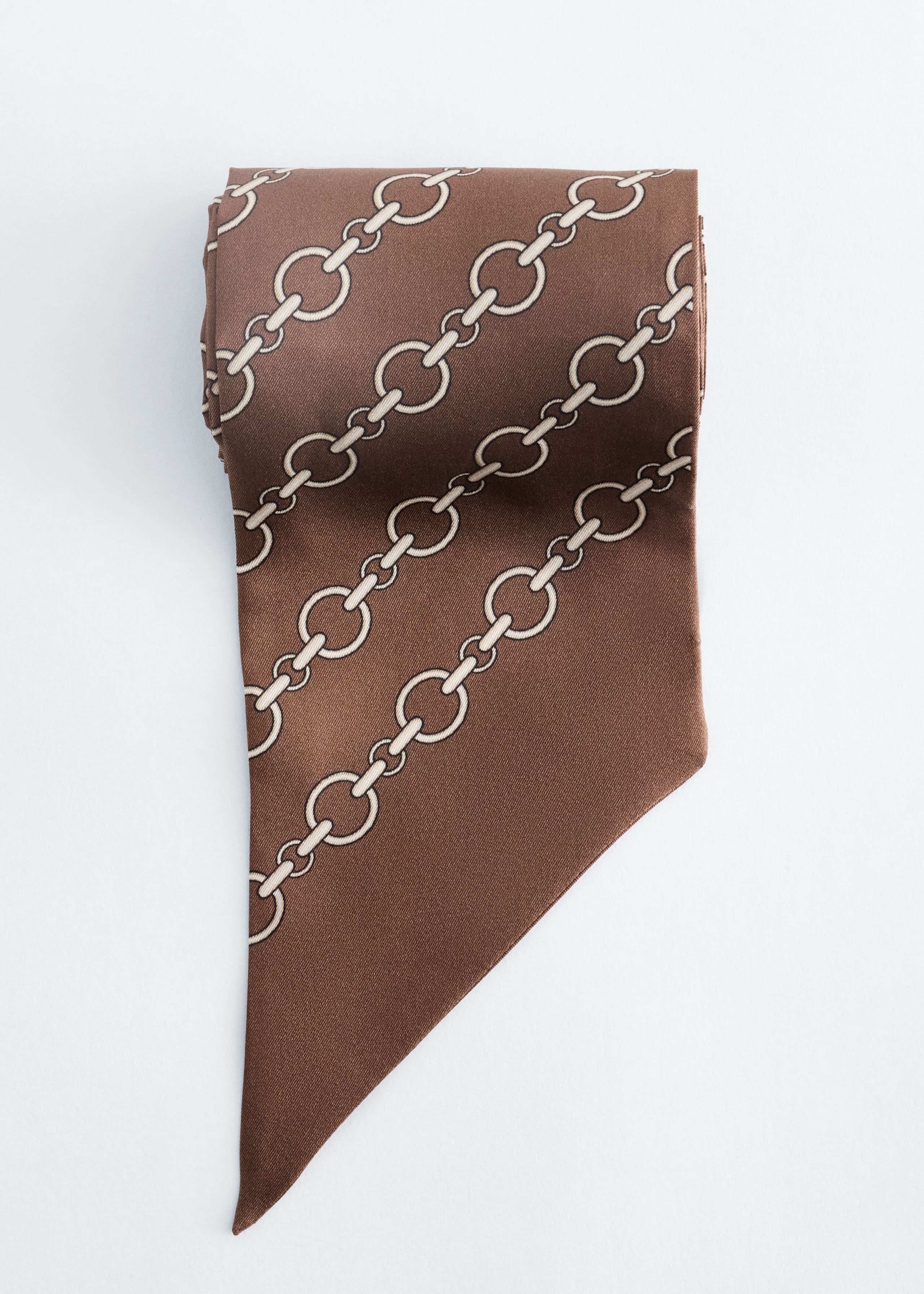 Slim Silk Print Scarf - Brown - Still Life