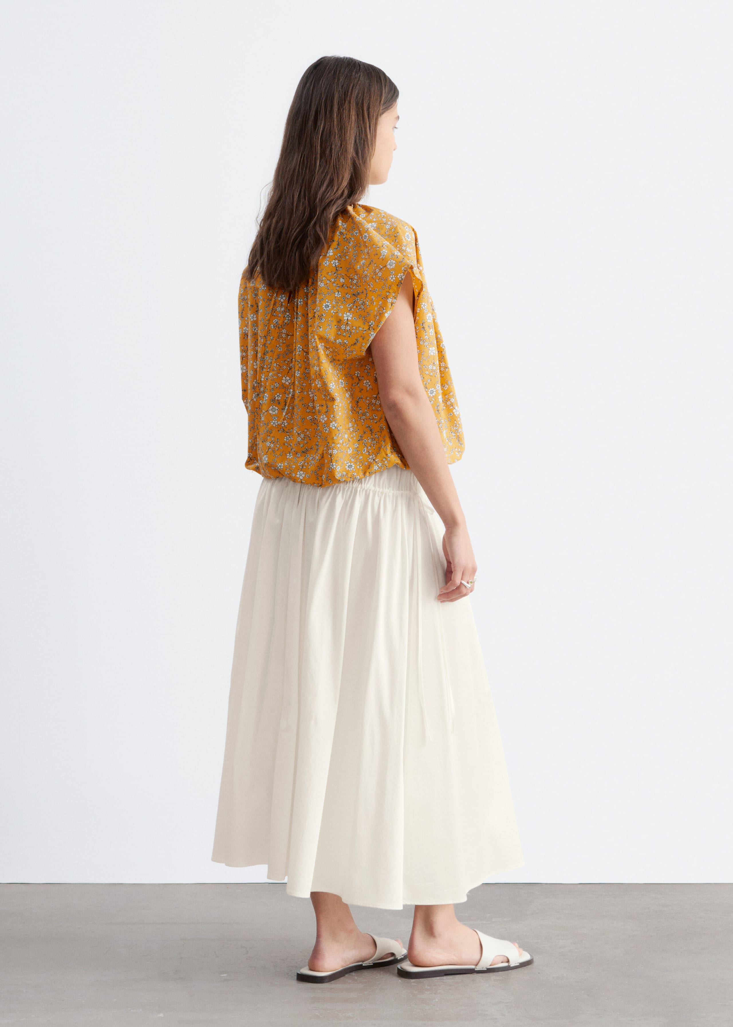 Image of Gathered Cotton Blouse