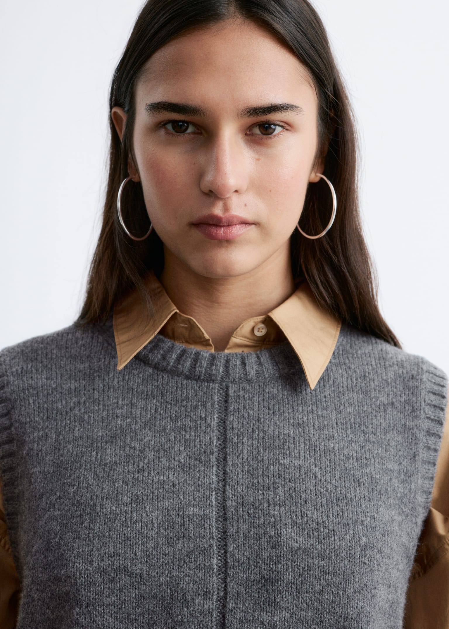 Knitted Sweater Vest - Dark Grey - 6