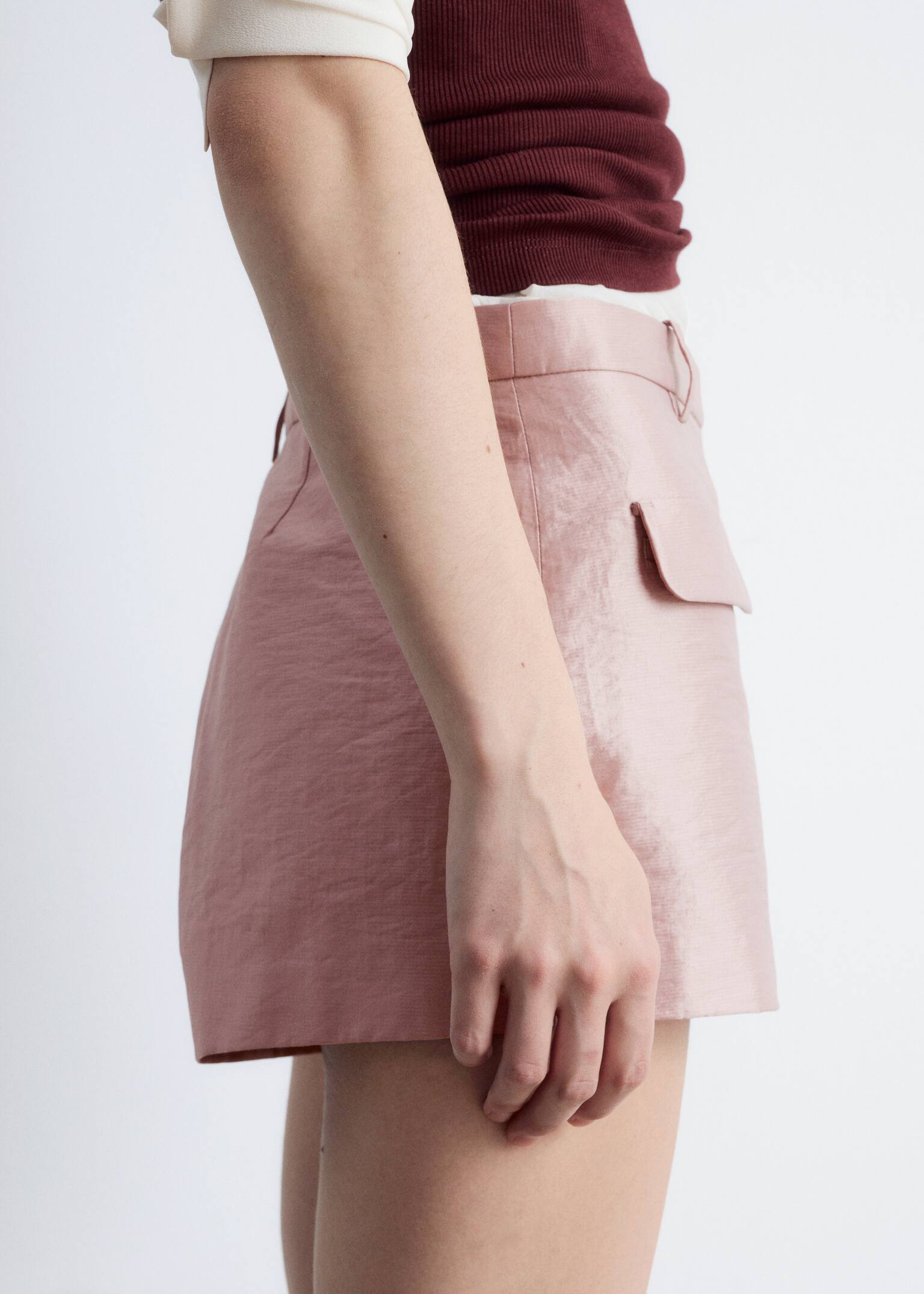 Minishorts i satin - Støvet pink - 7