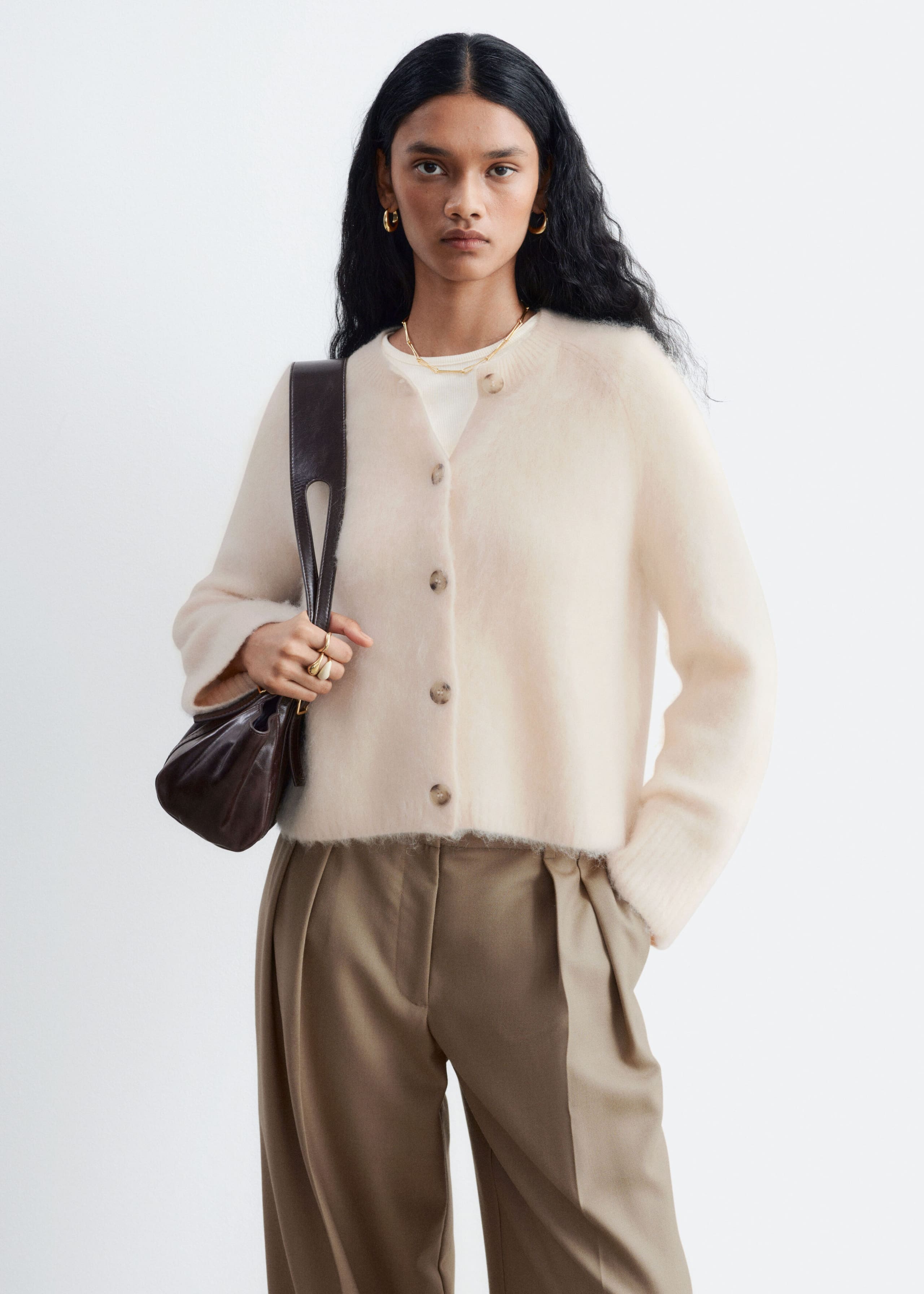 Mohair Blend Cardigan - Dark Grey - Lookbook