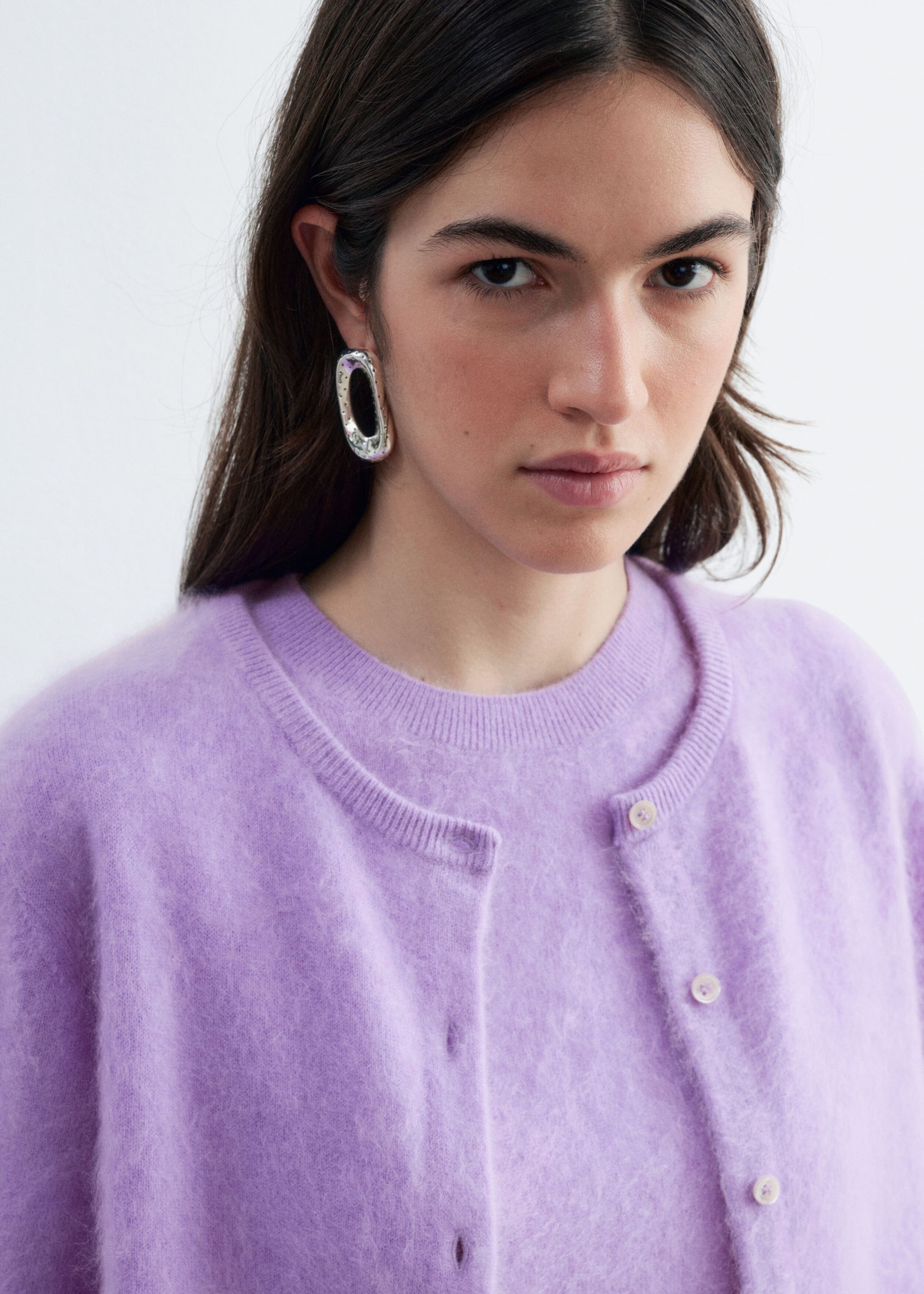 Brushed Cashmere Cardigan - Grey - Lookbook