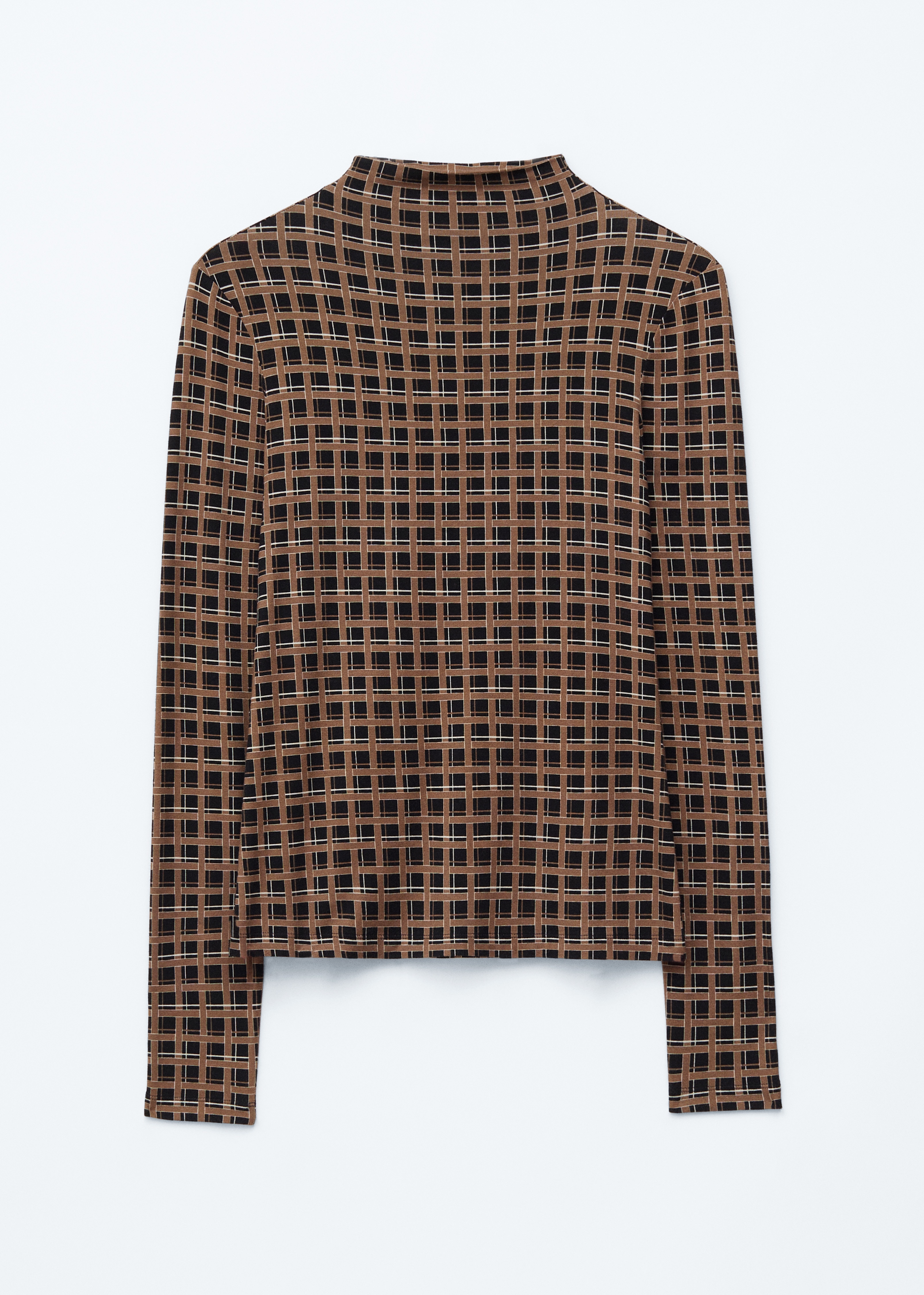 Top met opstaande boord - Zwart/bruin geruit/Bruine luipaardprint/Rood/zwarte strepen/Donkerbruin/Zwart/beige strepen