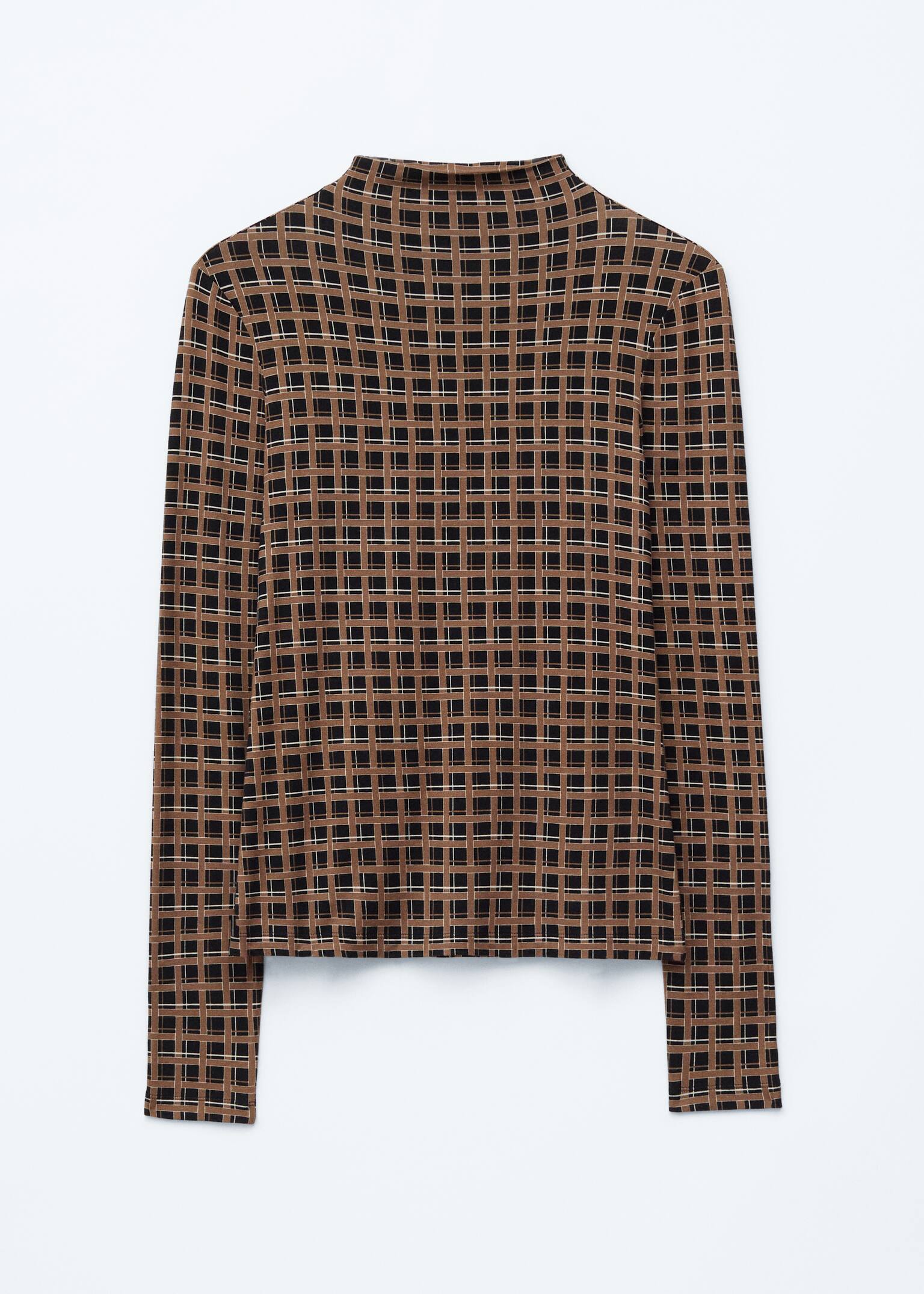 Oberteil mit Stehkragen - Schwarz/Braun Kariert/Braun/Leopardenmuster/Beige bedruckt/Dunkelbraun/Schwarz/Beige gestreift - 2