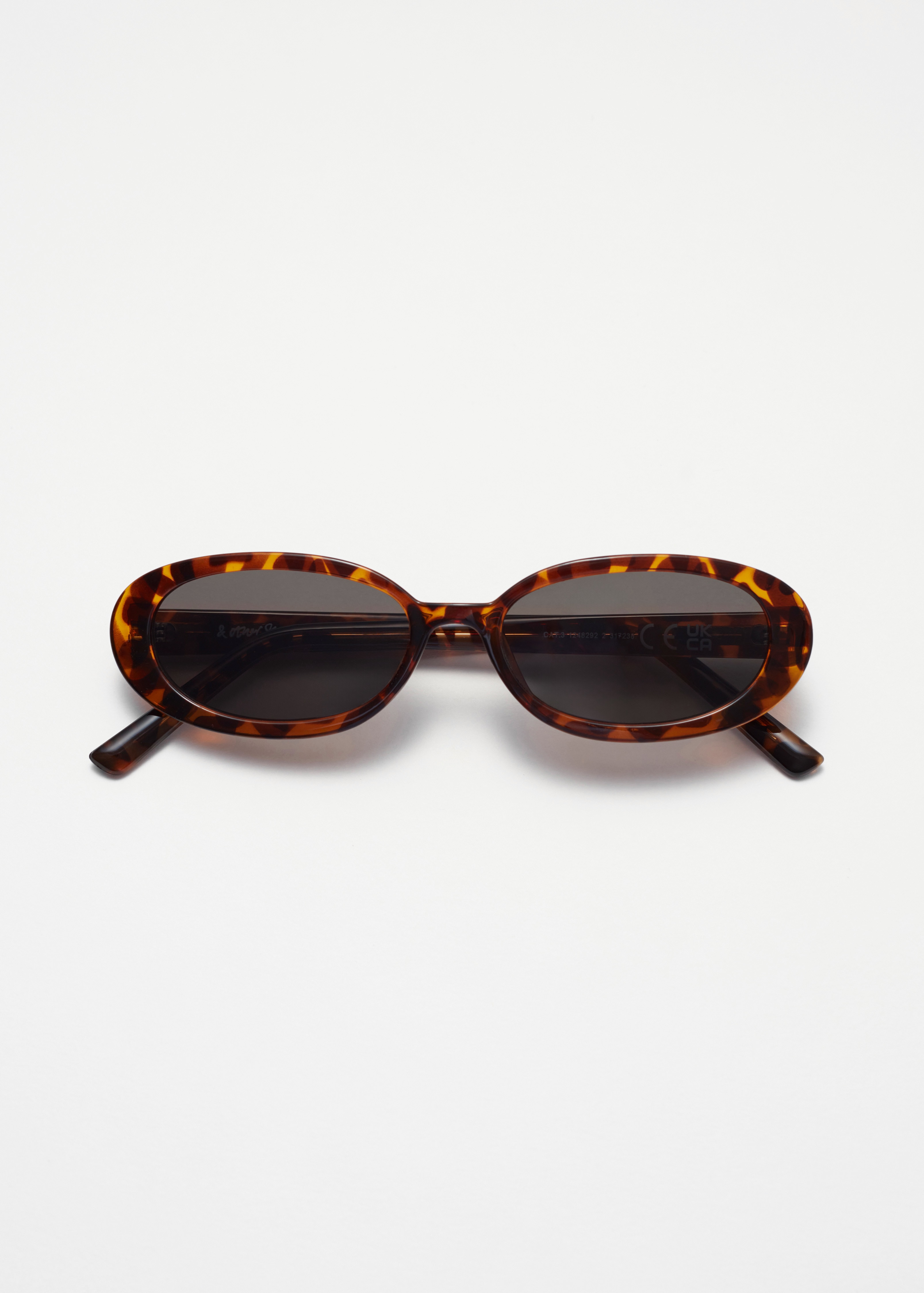 Slim Oval-Frame Sunglasses - Tortoiseshell/Hnědá/Žlutá