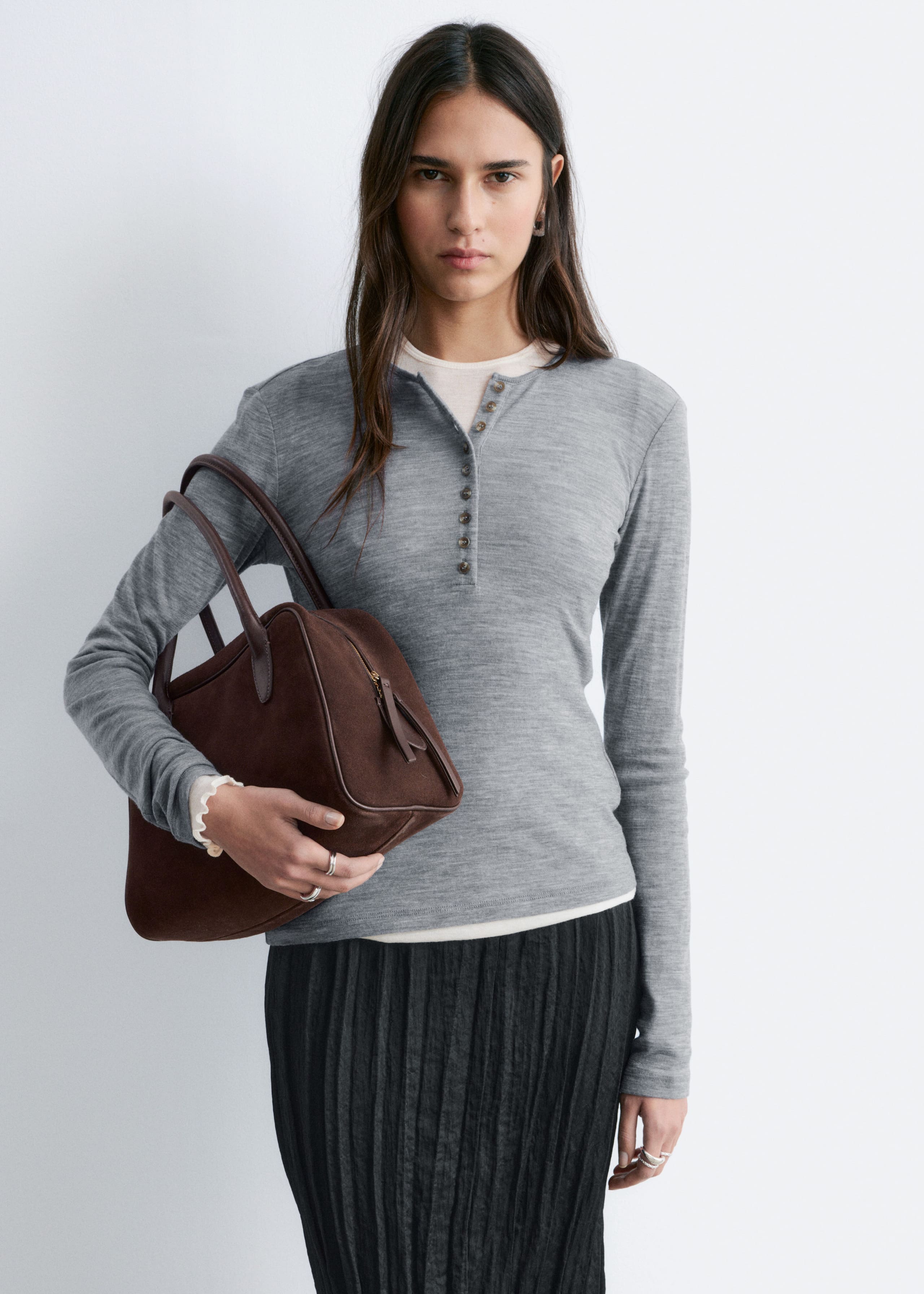 Image of Half-Placket Wool Top