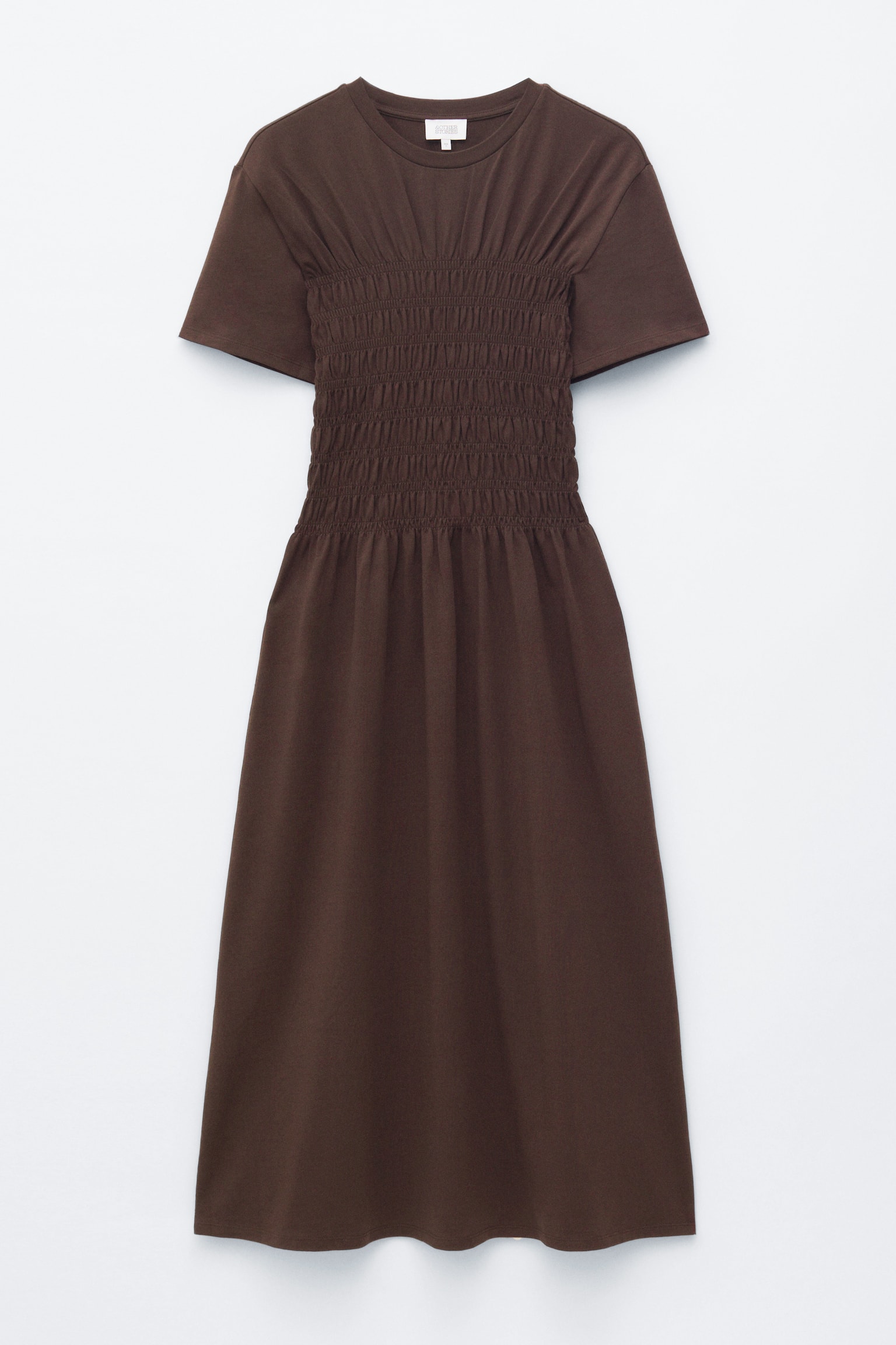 Gesmoktes Midikleid - Dunkelbraun/Flieder - 1