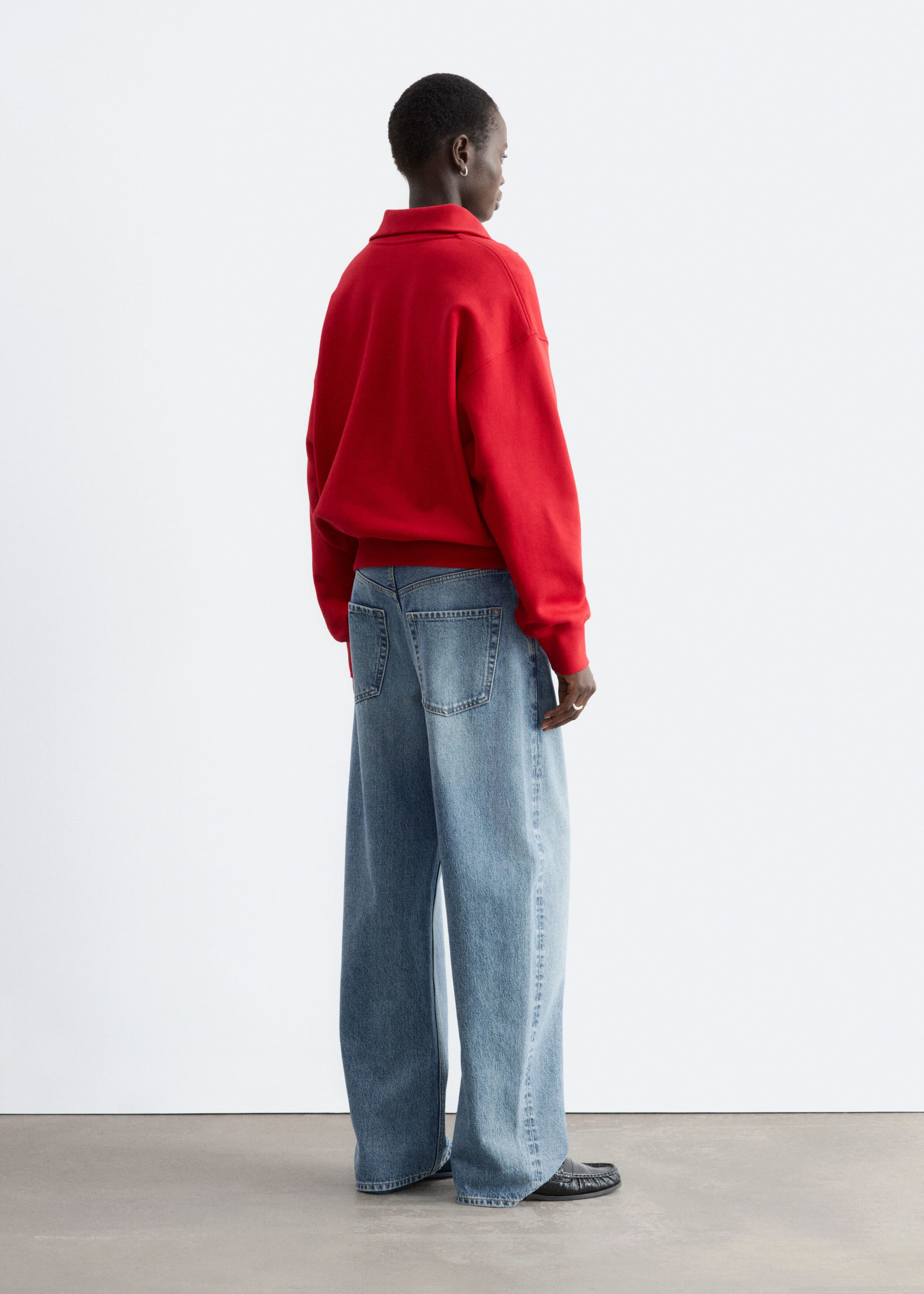 Baumwoll-Sweatshirt mit kurzem Reißverschluss - Rot - Stillleben