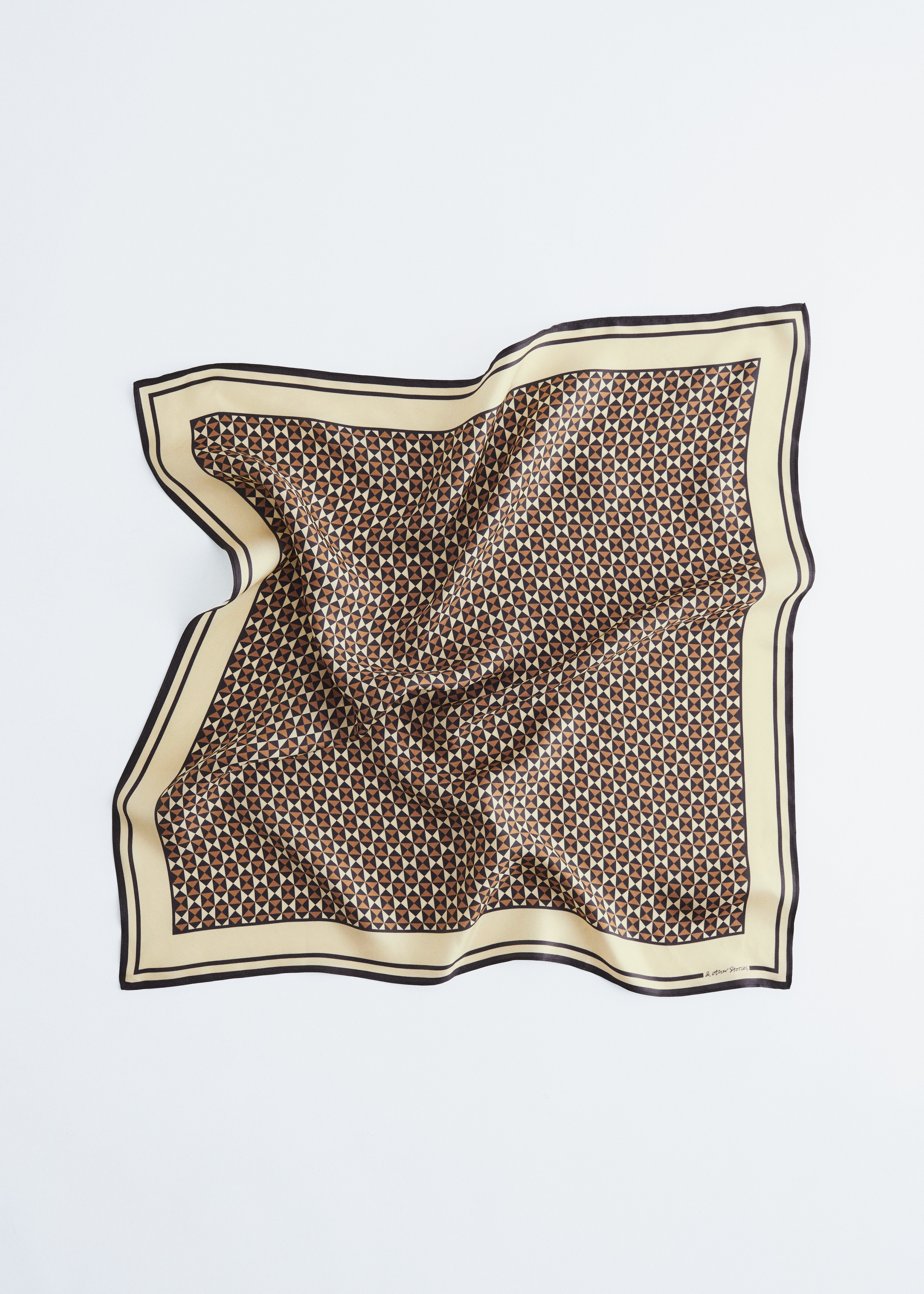 Foulard quadrato in seta con stampa grafica - Motivo marrone