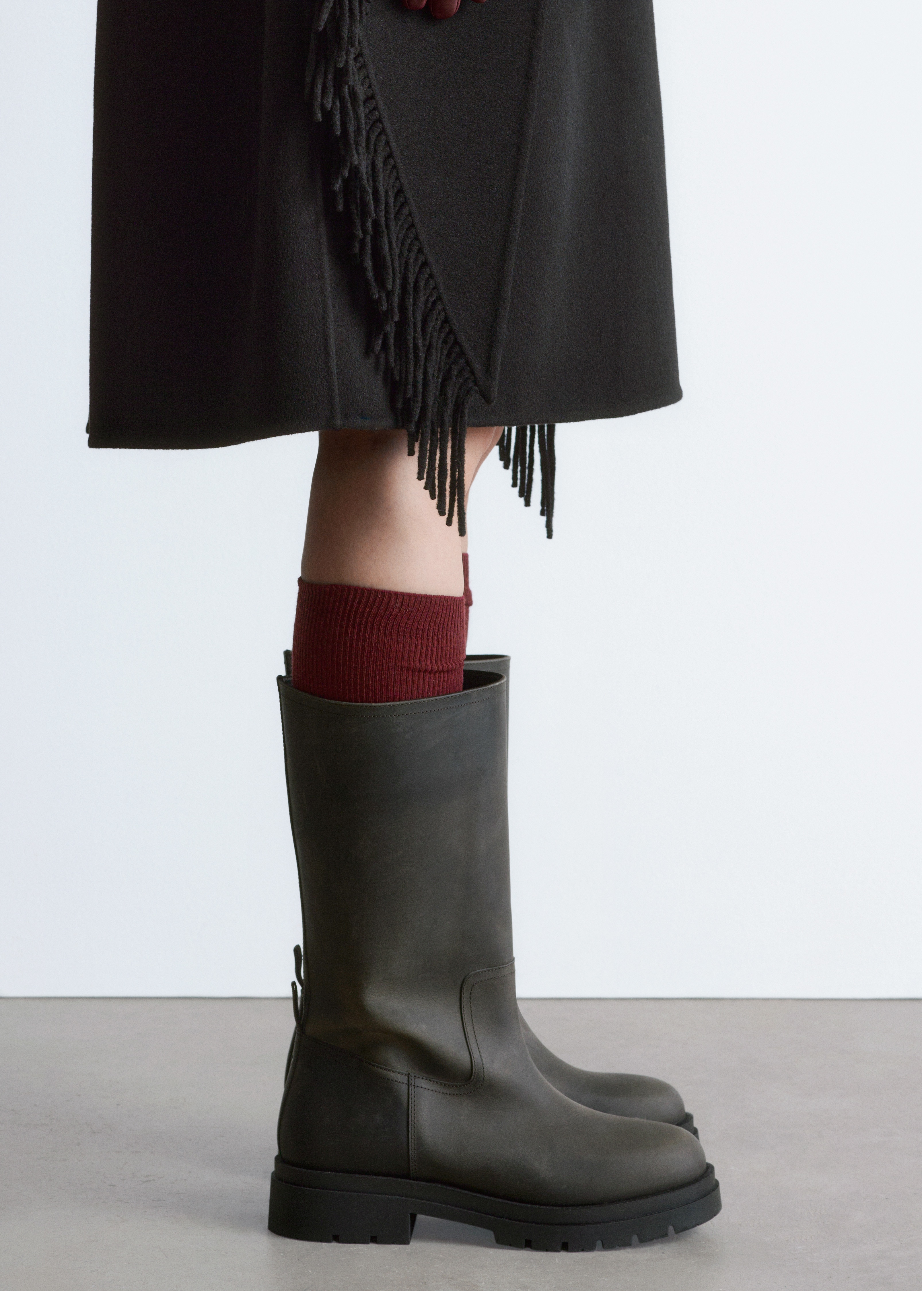 Kozačky se širokou holení - Tmavě hnědá/Koňaková