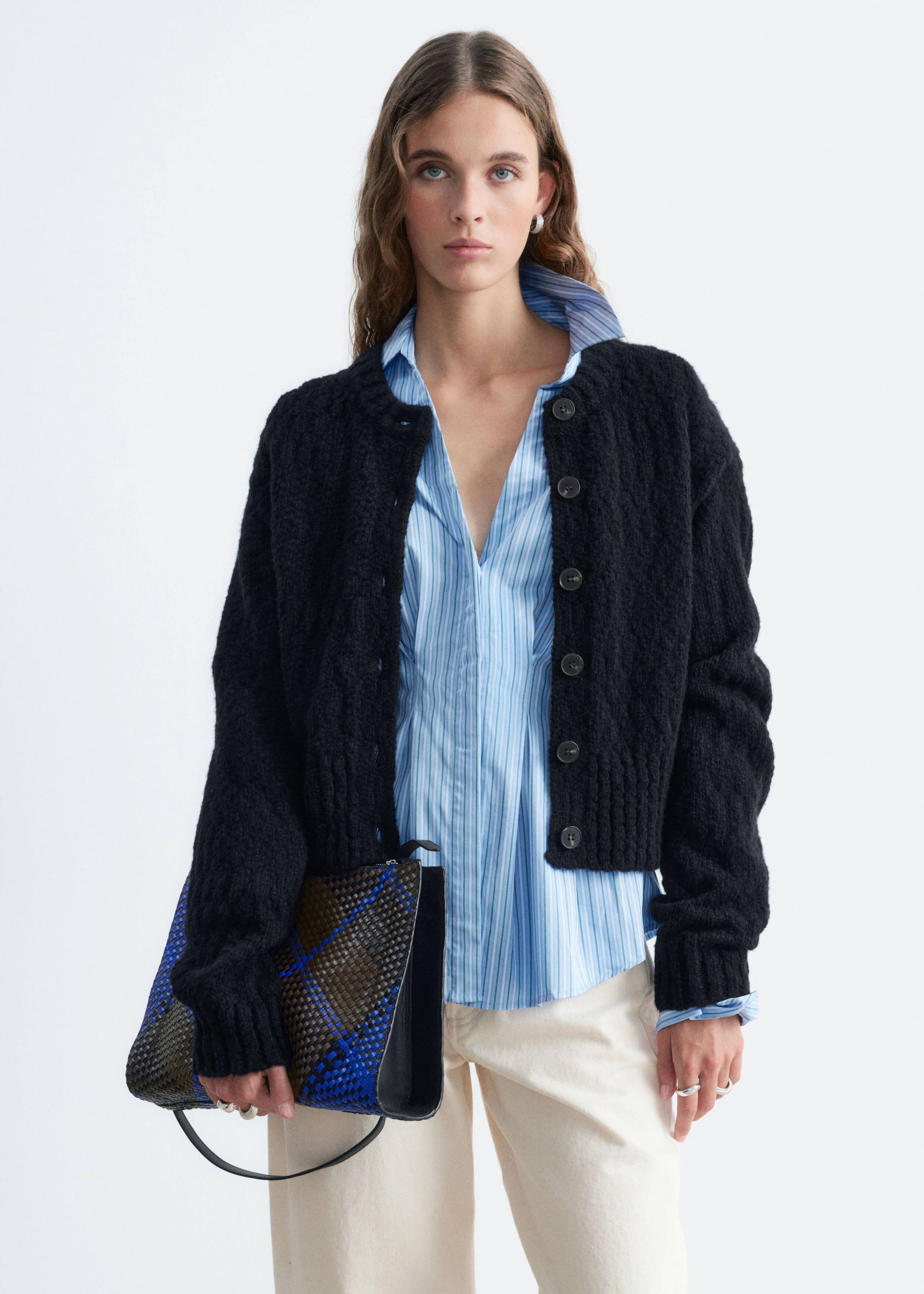 Wool-Cotton Cardigan - Olive - Lookbook