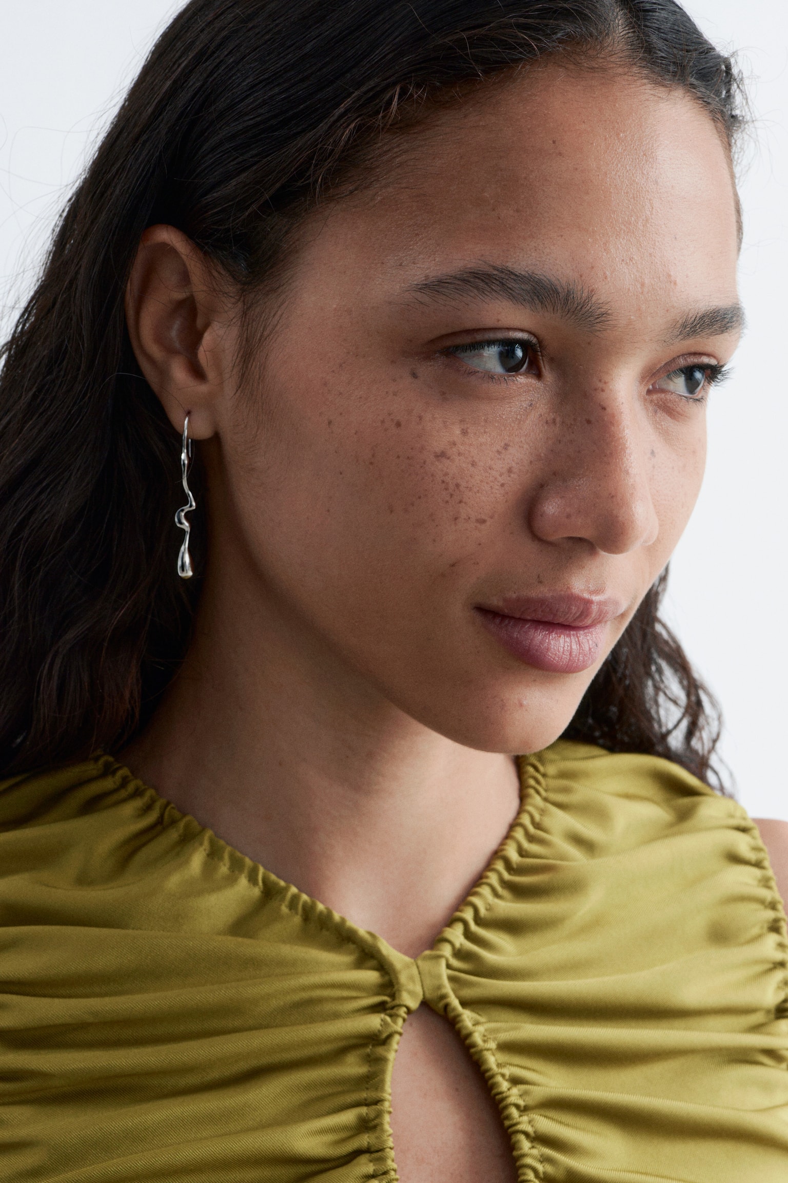 Cercei Drop Alungiți - Argintiu/Inel auriu - 4