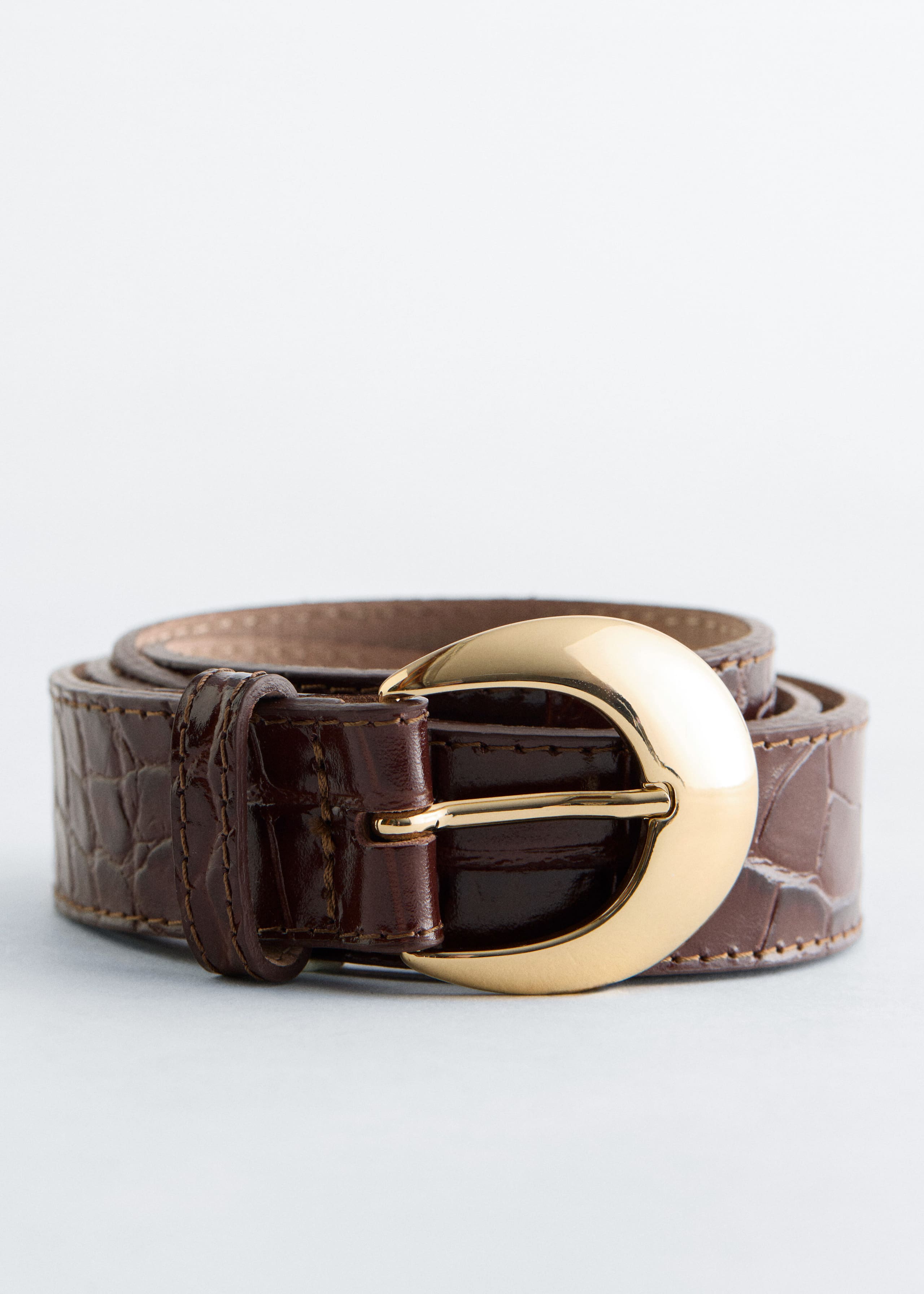 Image of Crescent-Buckle Leather Belt