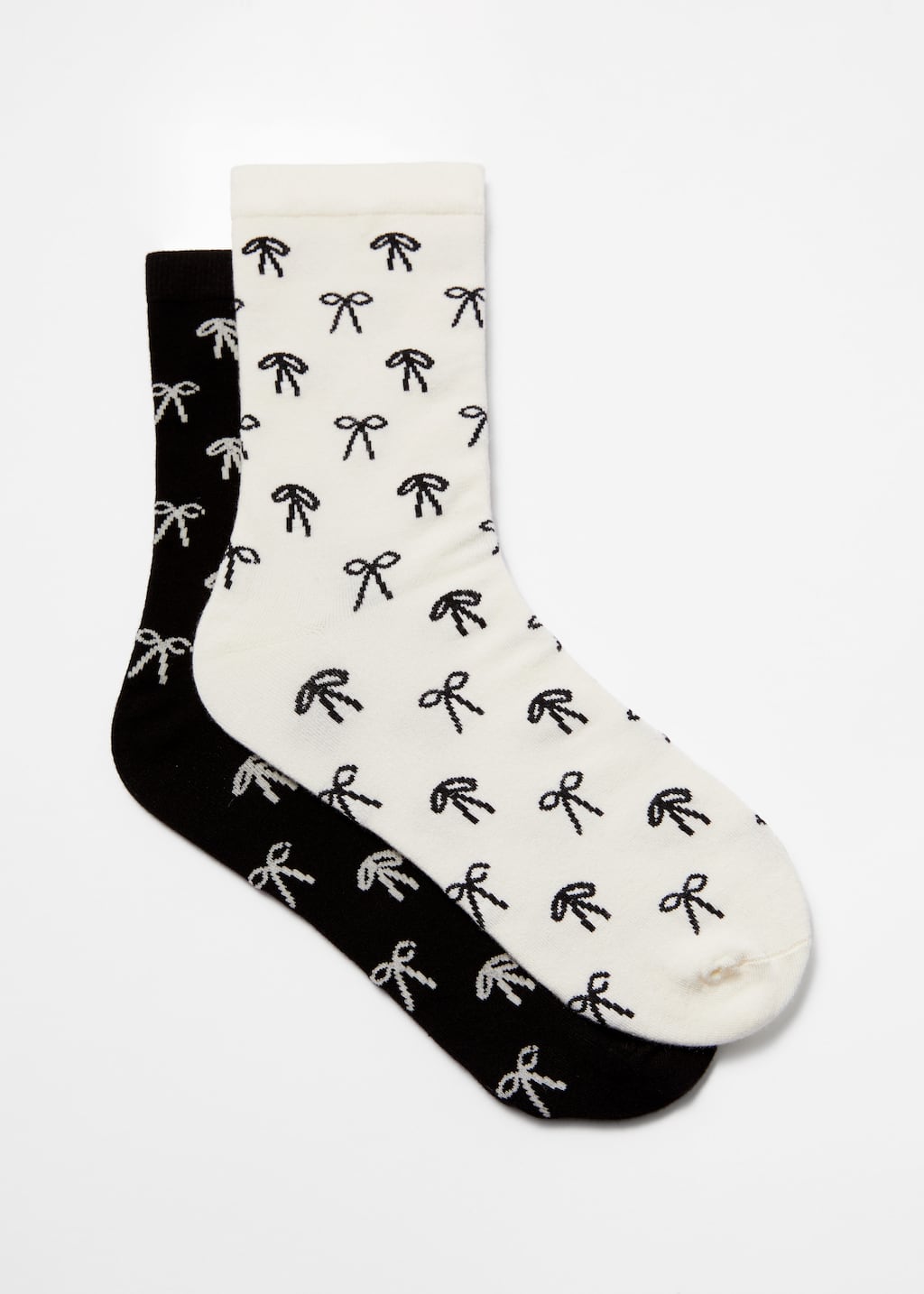 2-Pack Jacquard-Knit Socks - Black/White - Still Life