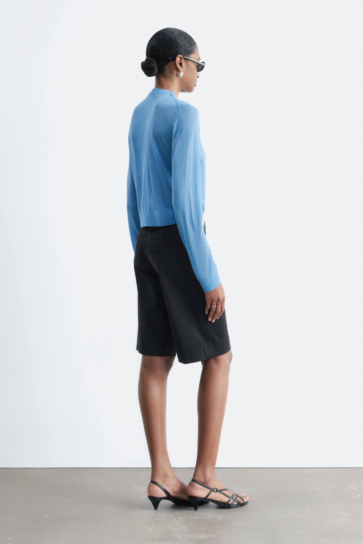 Cardigan i sidenblandning - Blå - 6