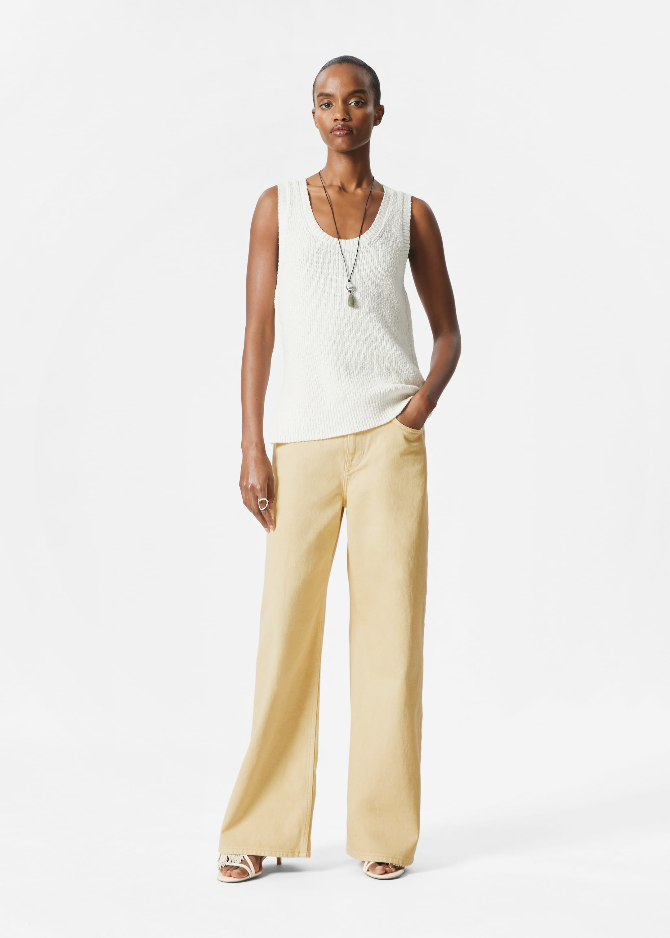 Grotere afbeelding bekijken: Relaxed Wide-Leg Jeans - Lichtgeel - DAMES | H&M BE 1