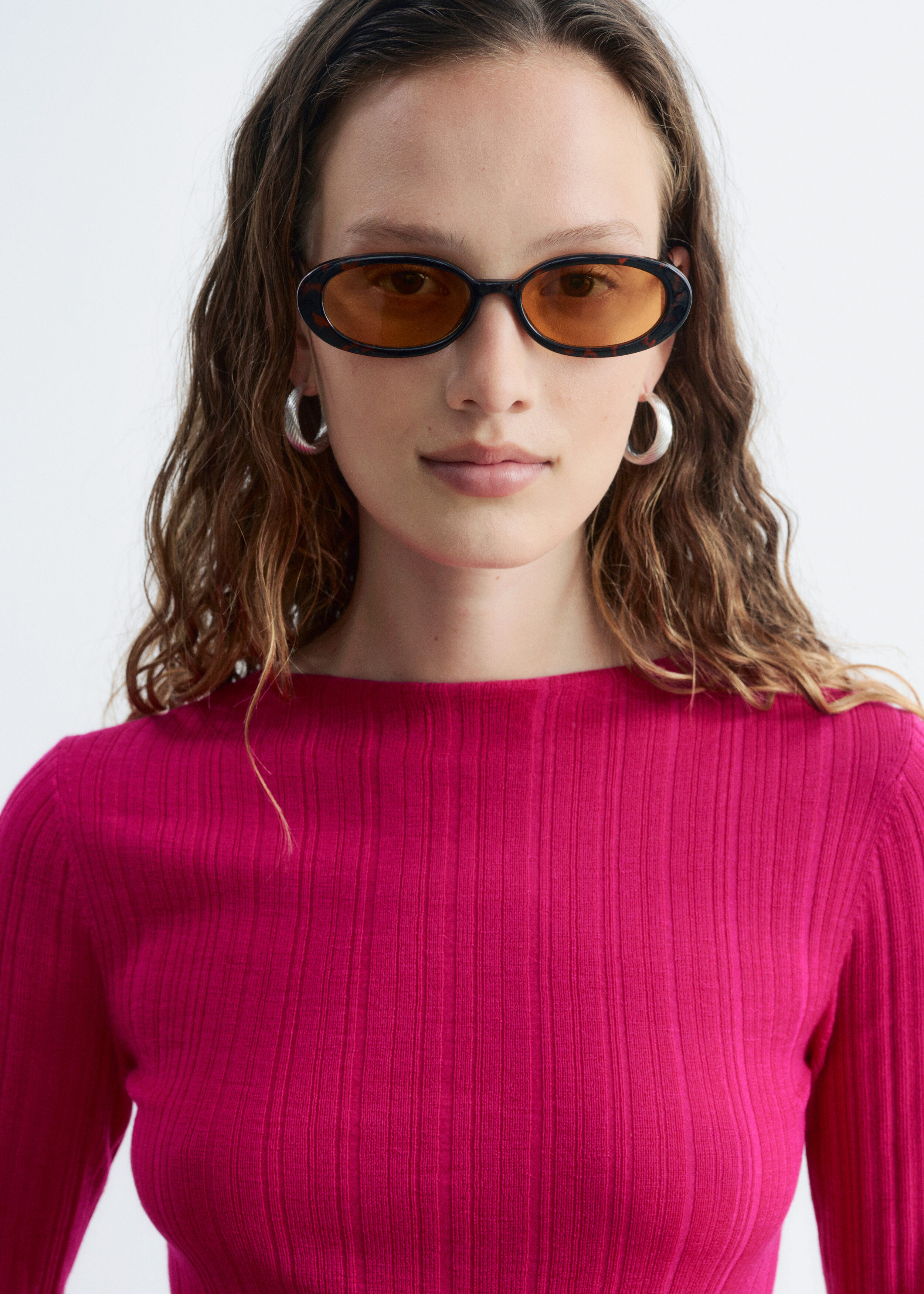 Rib-Knit Wool Boatneck Top - Bright Pink - & Other Stories US