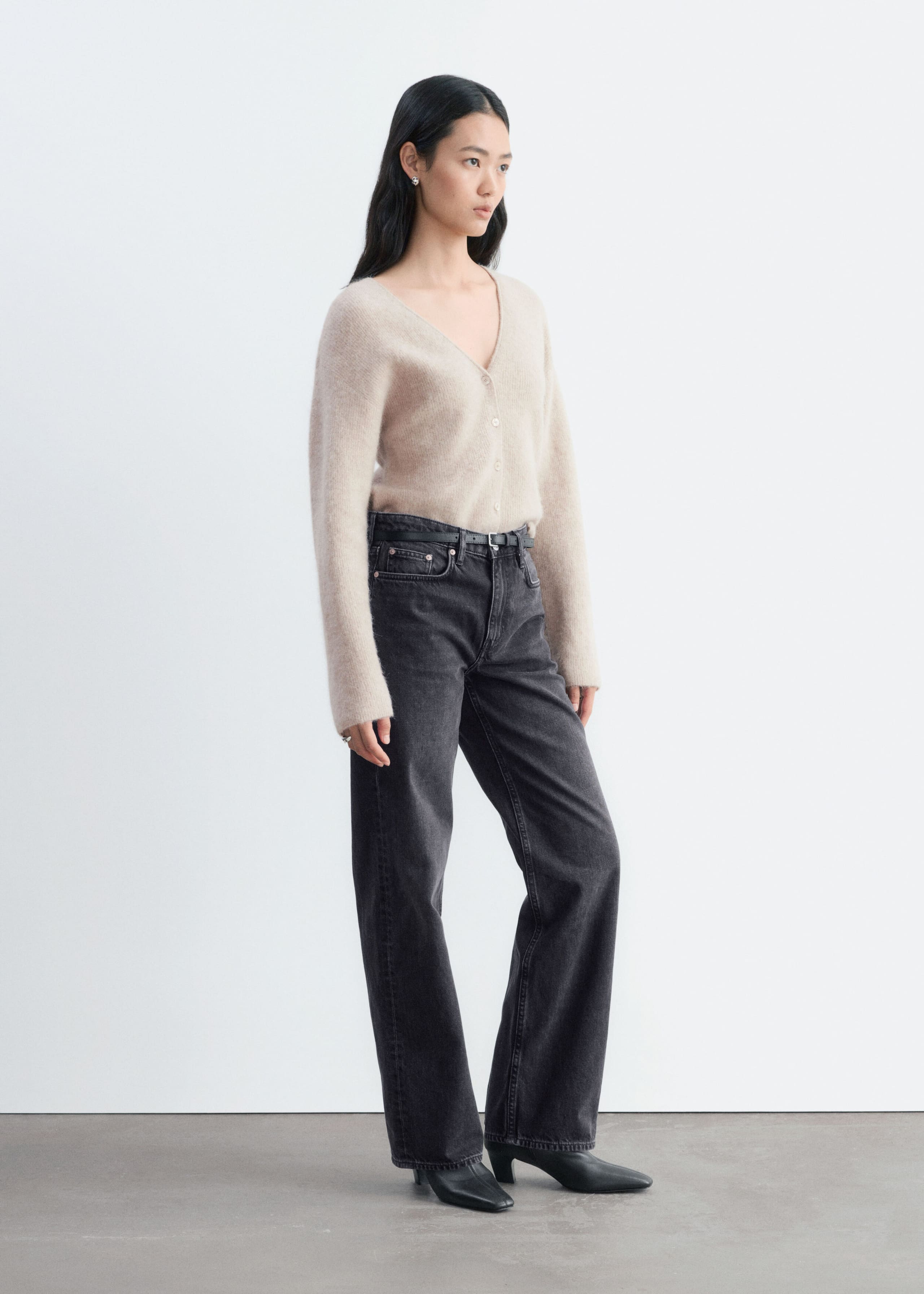 Alpaca-Blend Cardigan Light Beige