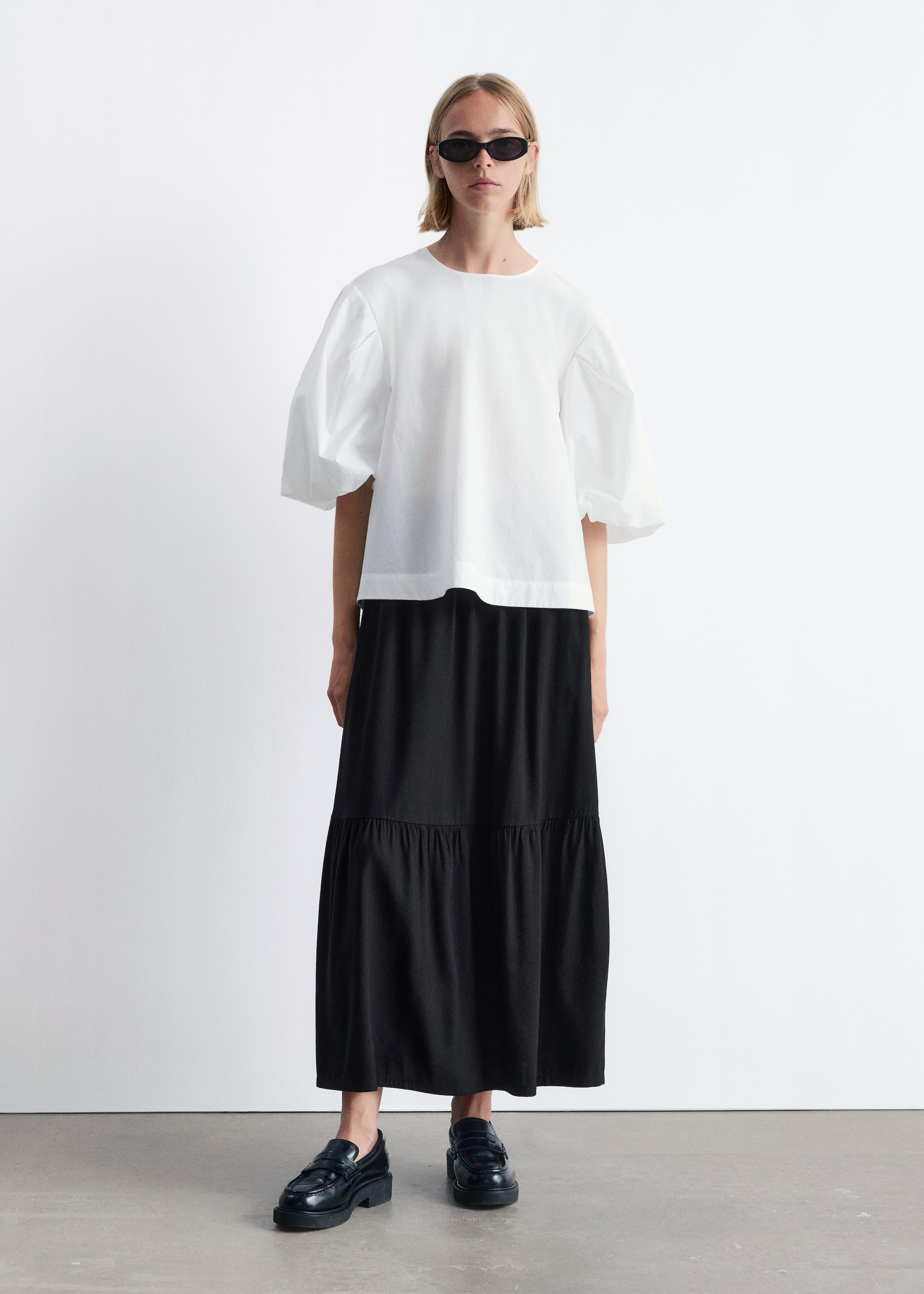 Ingrandisci l'immagine: Tiered Midi Skirt - Black - DONNA | H&M CH 1